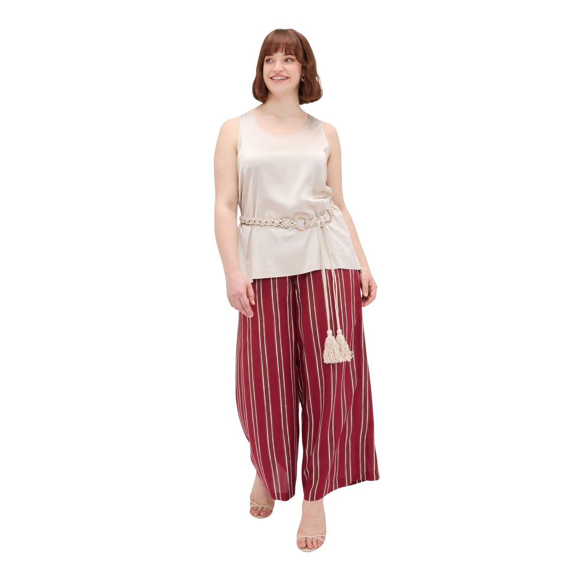 Pantalon Wide Leg à rayures burgundy, FIORELLA RUBINO