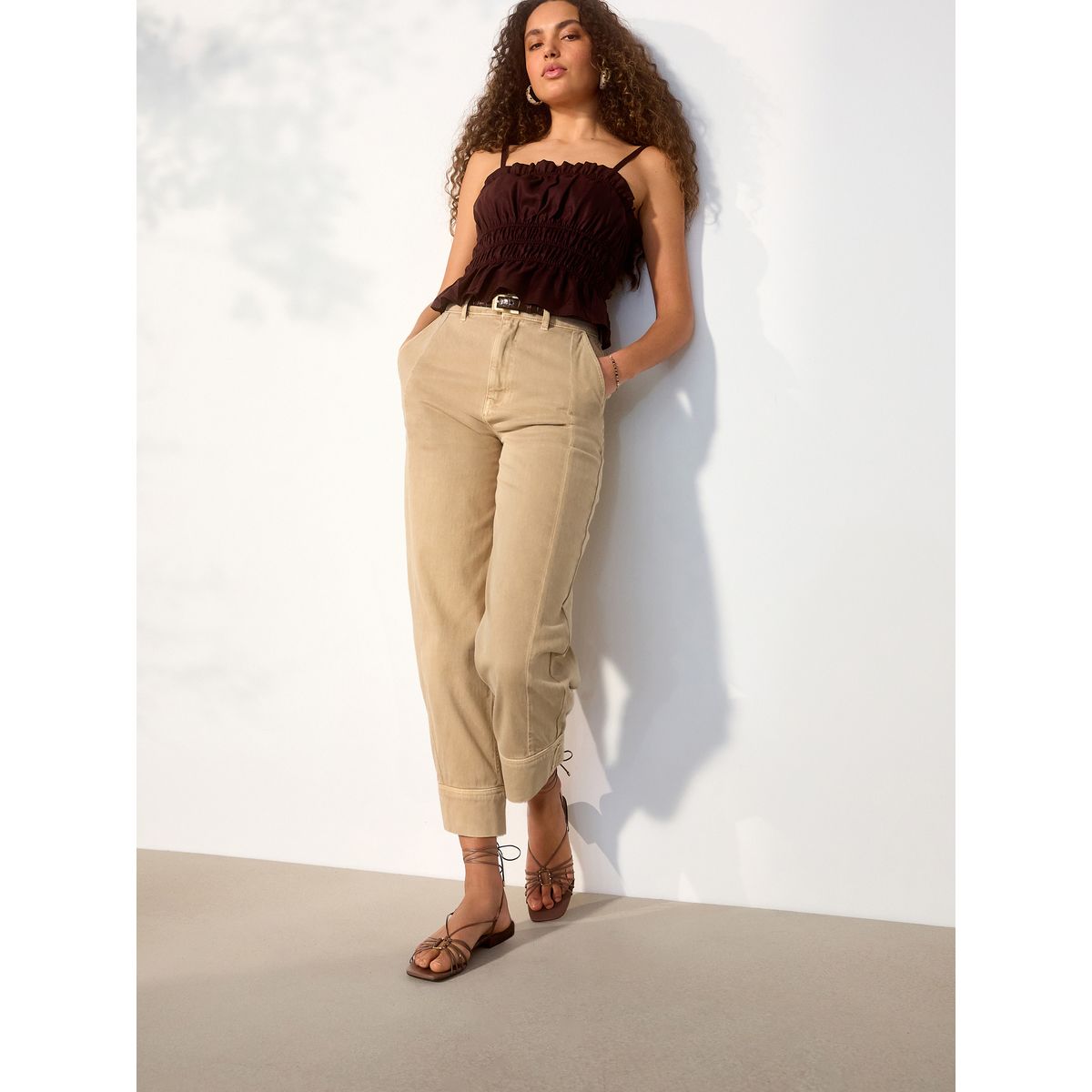 Jean court bouffant cargo naturel, NEXT