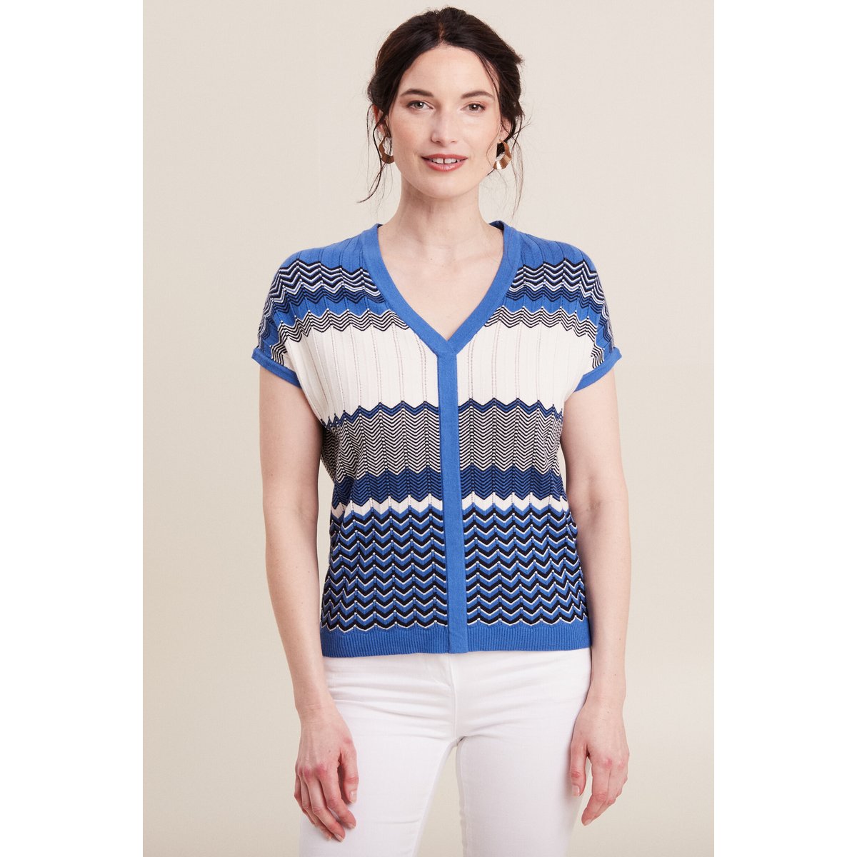 Pull à manches courtes bleu, BREAL