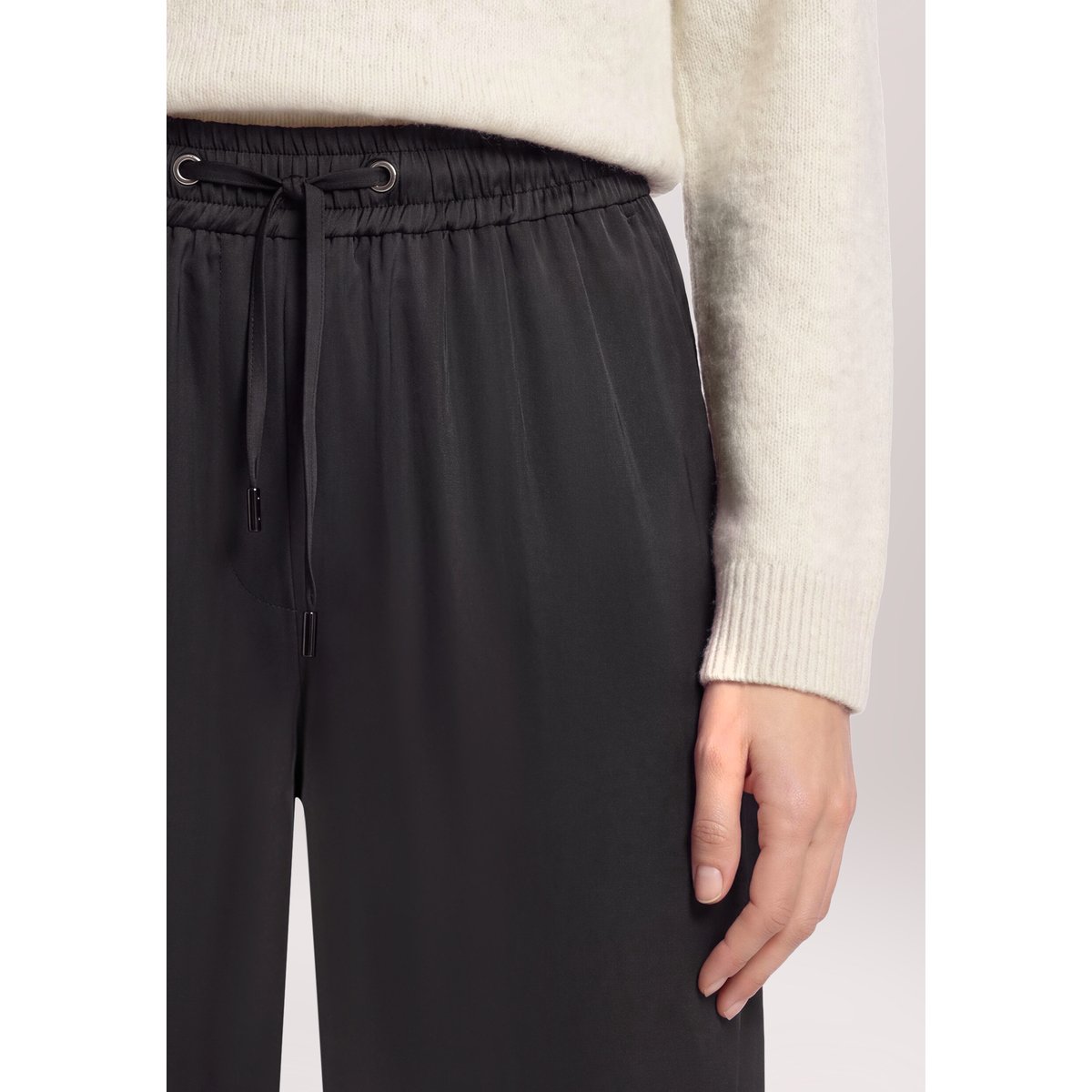 Pantalon à enfiler à jambes larges noir, BETTY & CO