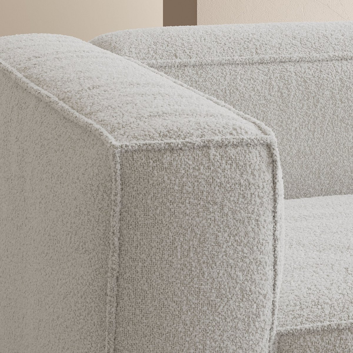Canapé d'angle droit en tissu bouclette KUTI beige, HABITAT