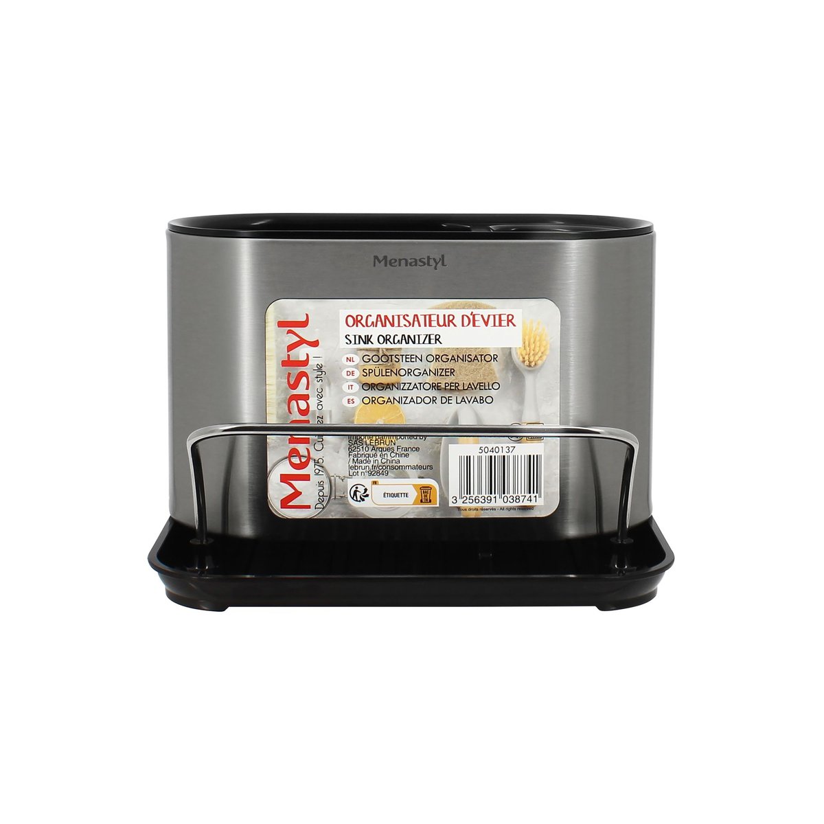 Organiseur évier en acier inoxydable inox-noir, MENASTYL