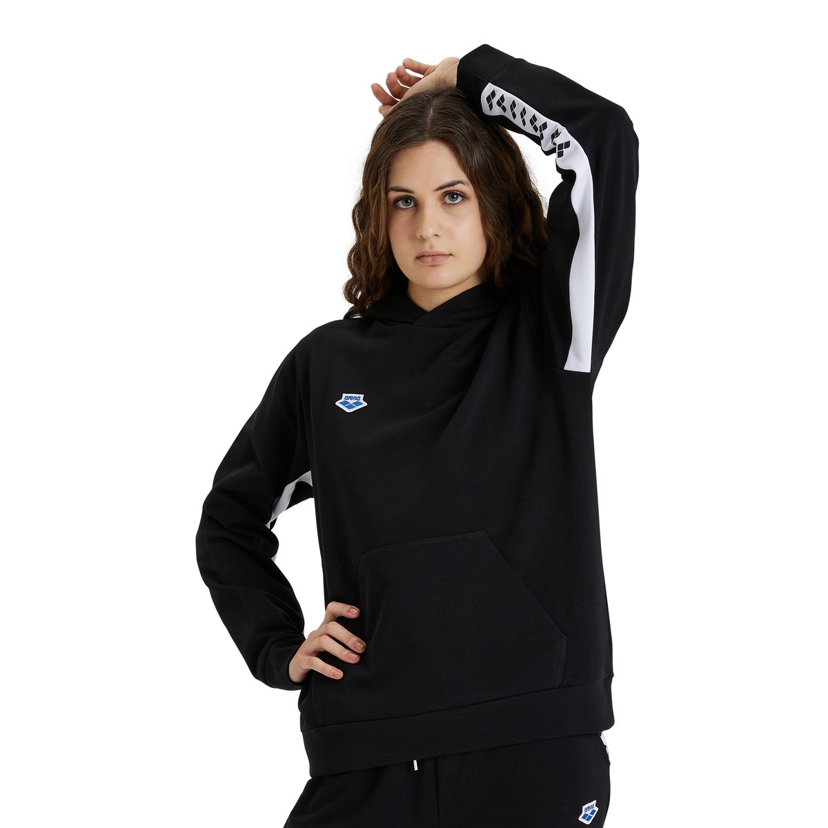 Sweat-shirt à capuche Icons Solid black-white-black, ARENA