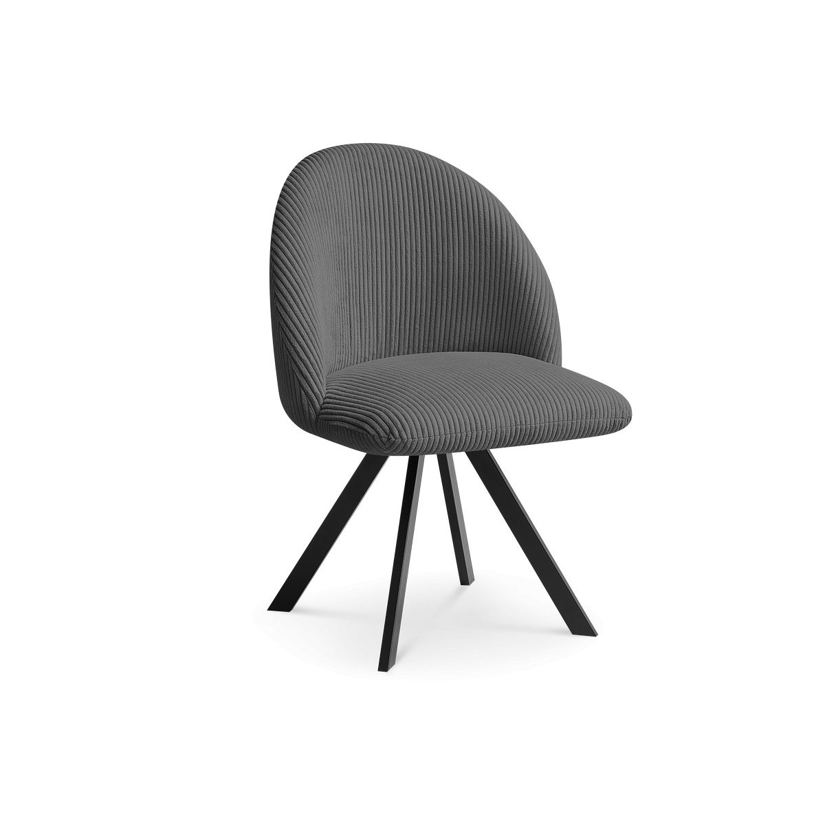 Chaise velours côtelé, LALIE gris foncé, BOBOCHIC