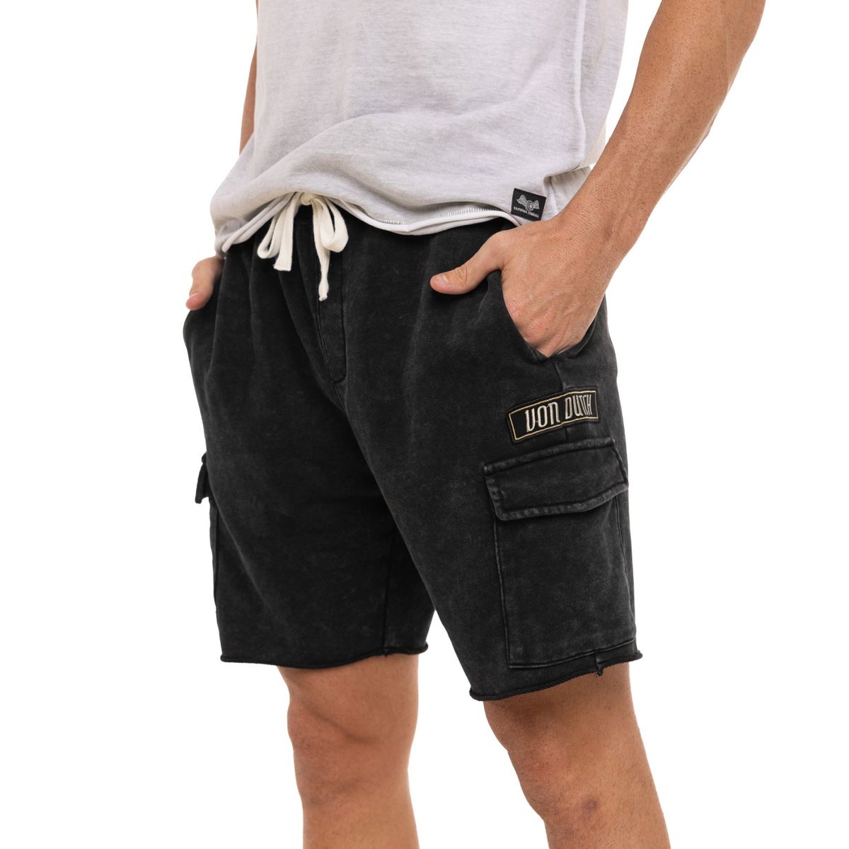Bermuda coton cargo VLAD gris foncé/gris clair, VON DUTCH