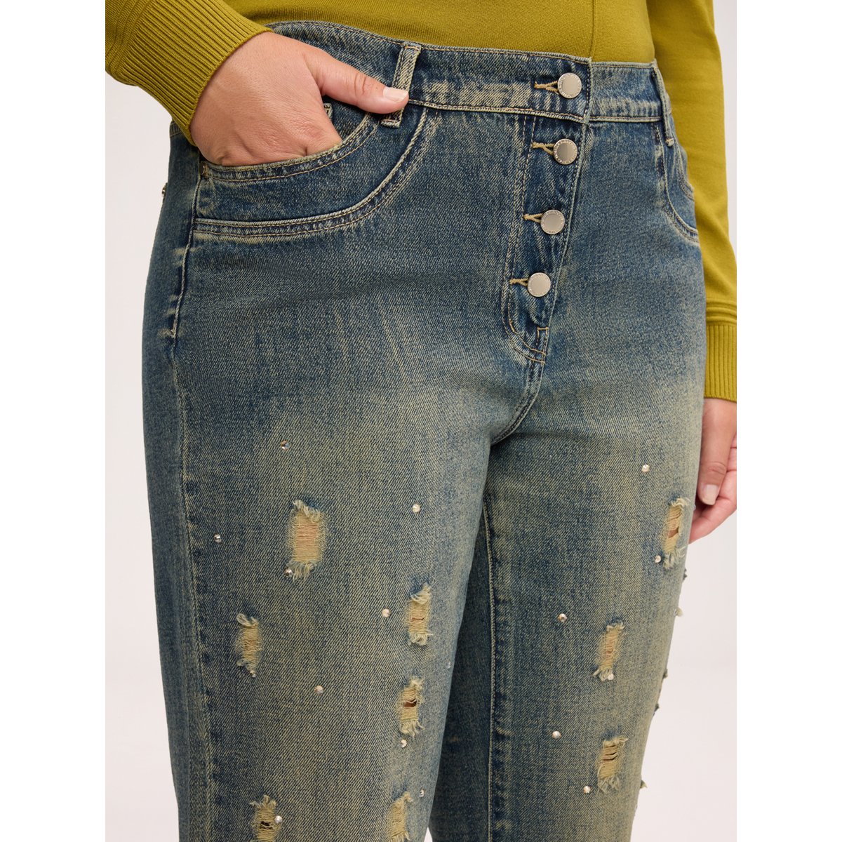 Jean Barrel effet stone washed bleu, FIORELLA RUBINO
