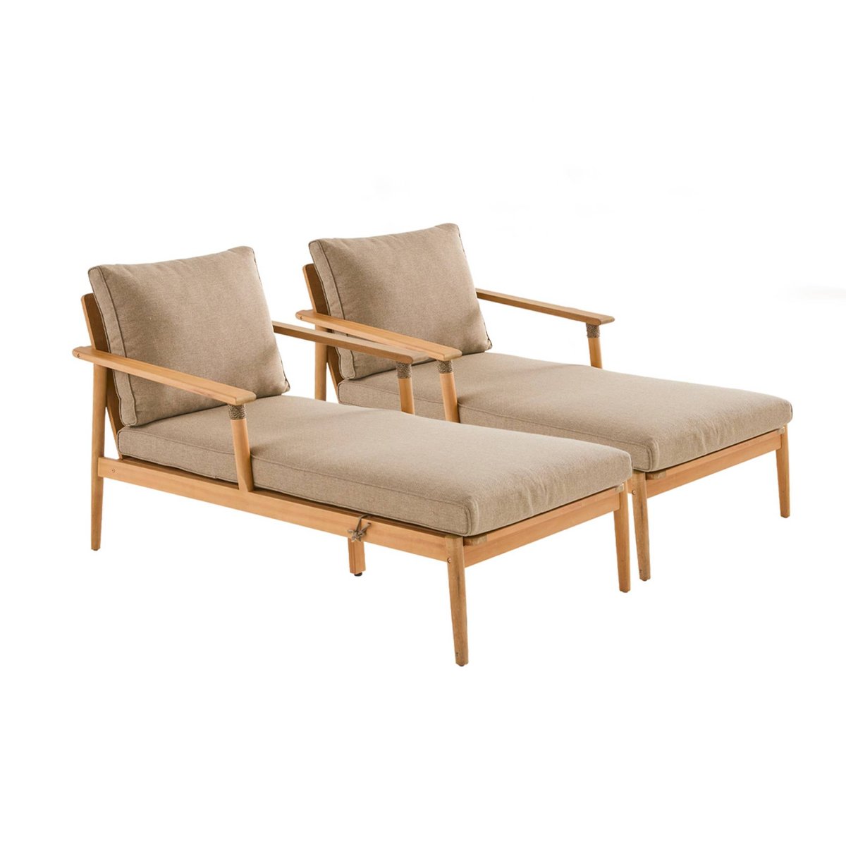 Bain de soleil bois d'acacia et cordage (lot de 2) CORDELIA naturel / marron, SWEEEK