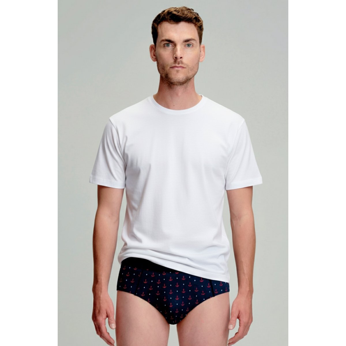 Slip imprimé en coton bio imprimé marine deep ancre, ARMOR-LUX