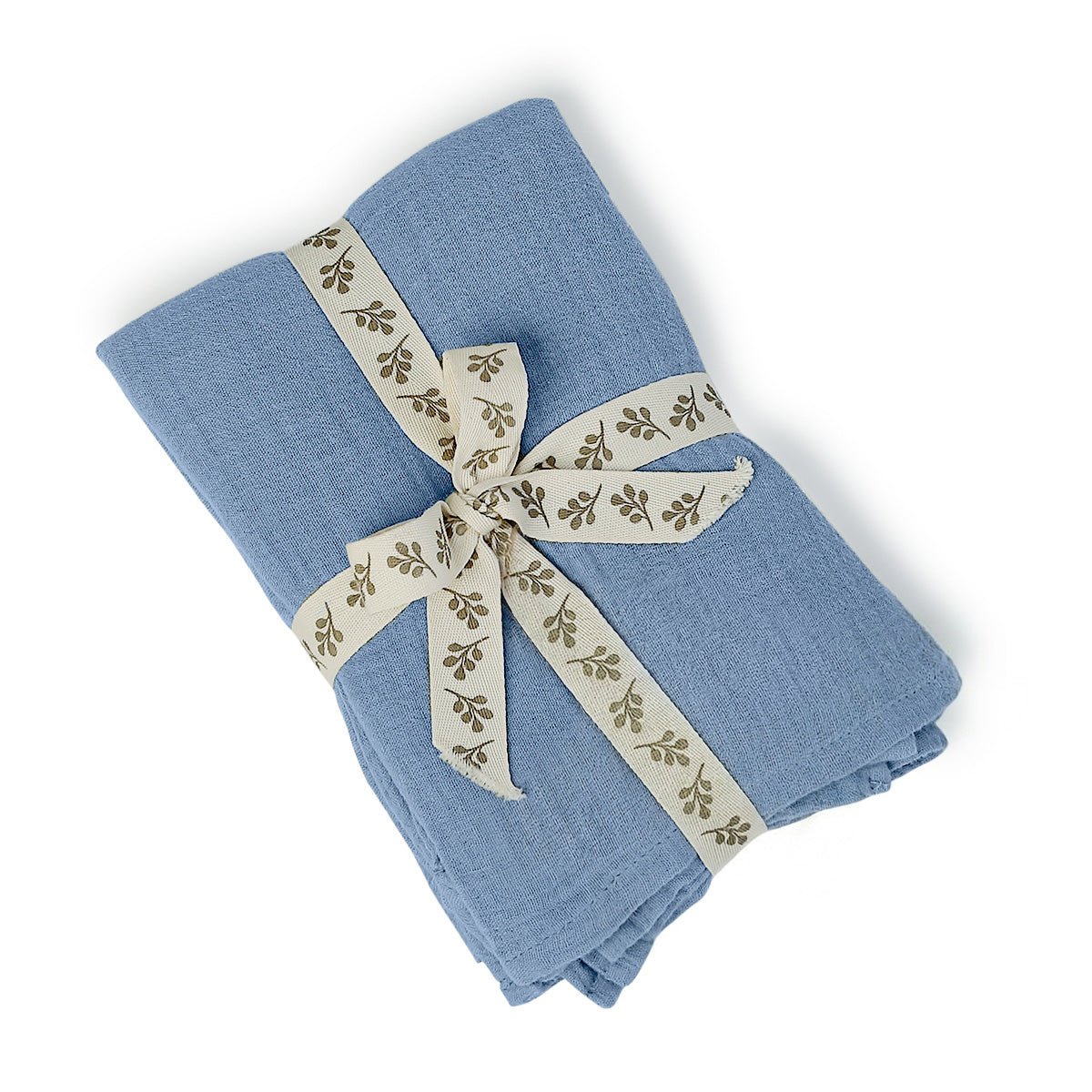 Nappe + 8 serviettes gaze de coton ALMA Made in Europe bleu, FEBRONIE