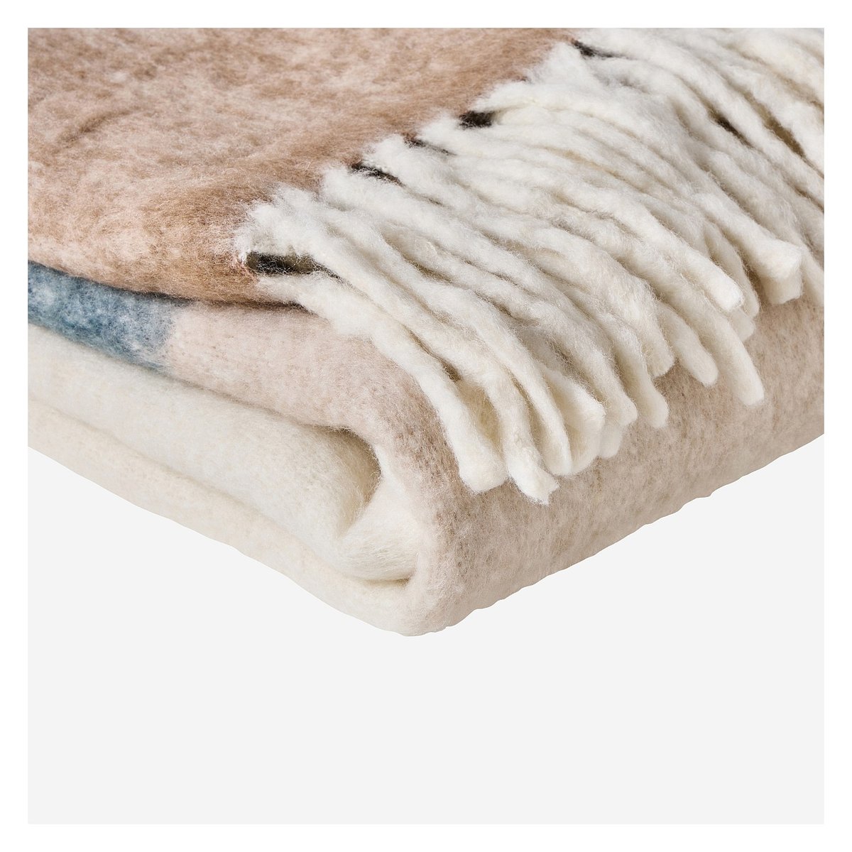 Plaid en laine BRUNA bleu, beige, HABITAT