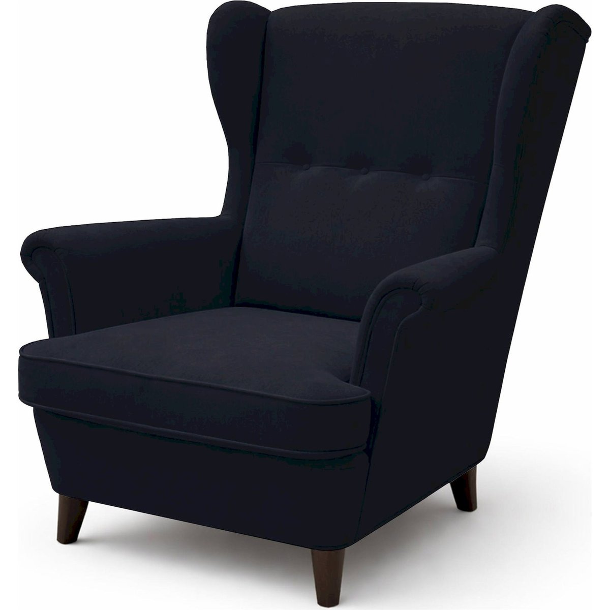 Fauteuil à oreilles MALMELLO avec repose-pieds bleu nuit cloud, RECOLLECTION