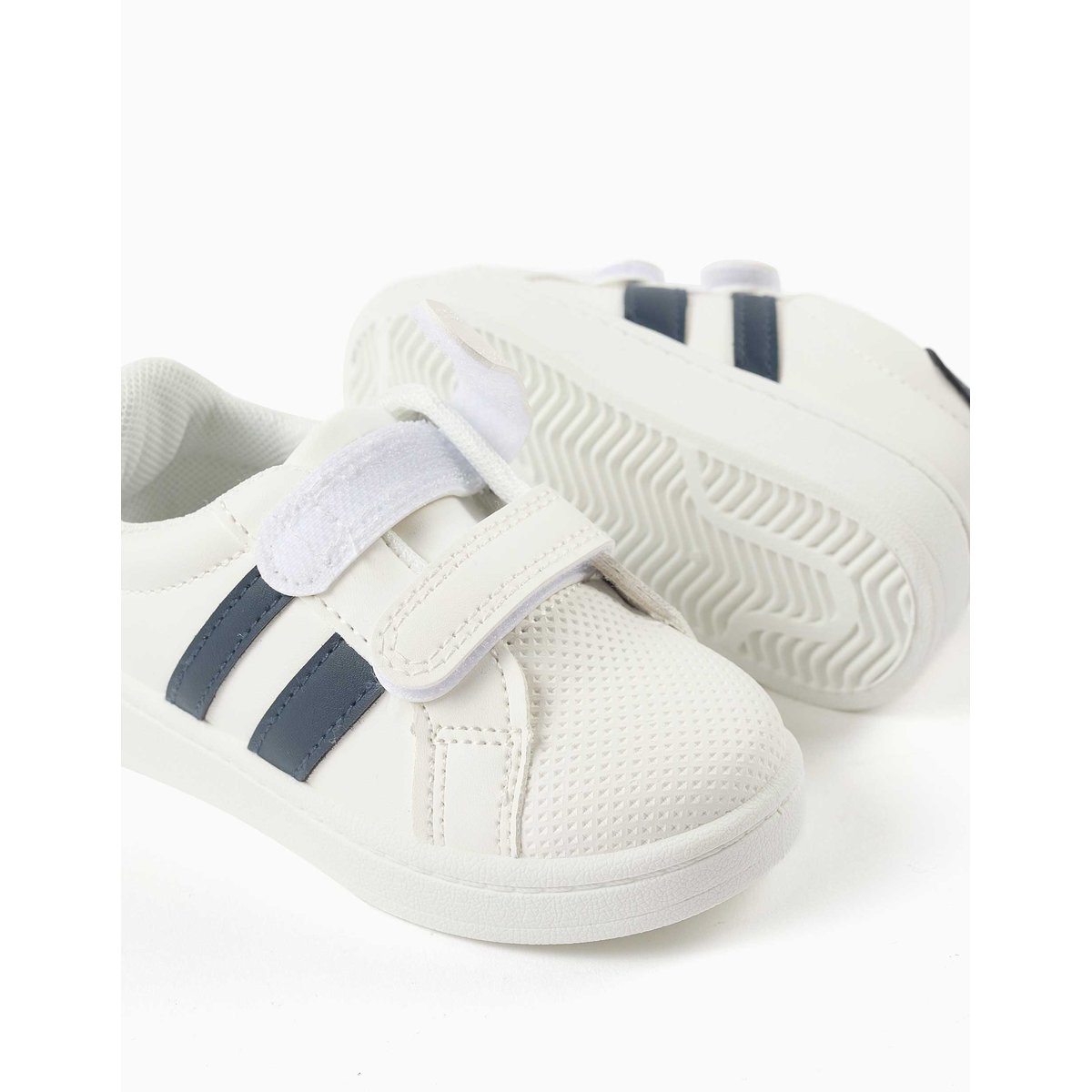 Baskets à rayures avec fermeture à scratch bleu, ZIPPY