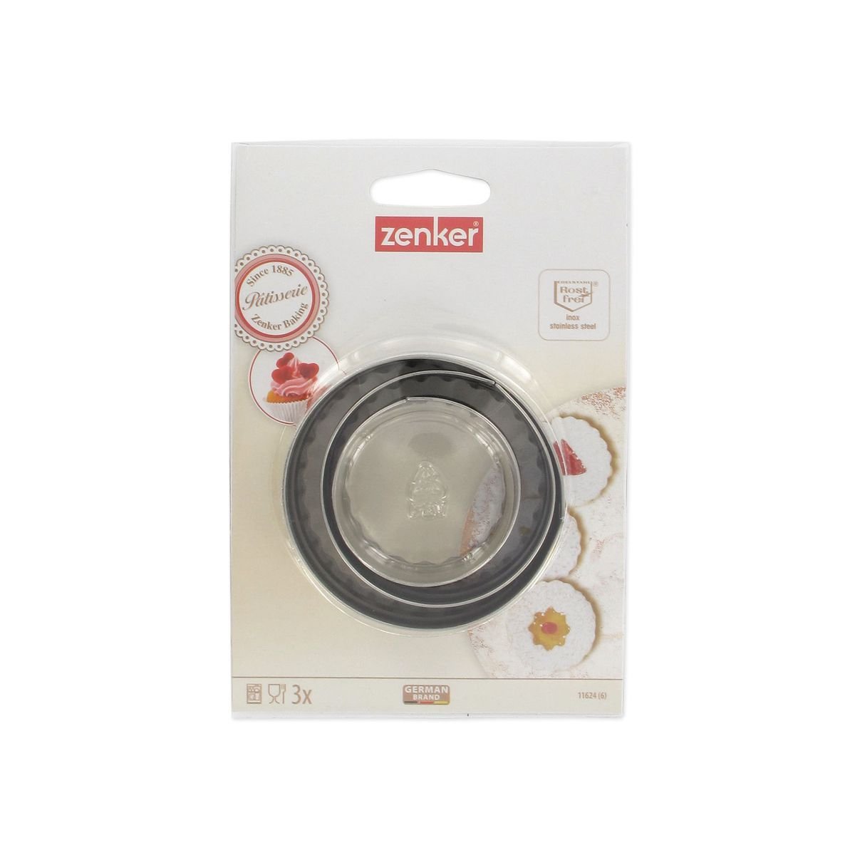 Lot de 3 emporte-pièces ronds et cannelés inox, ZENKER