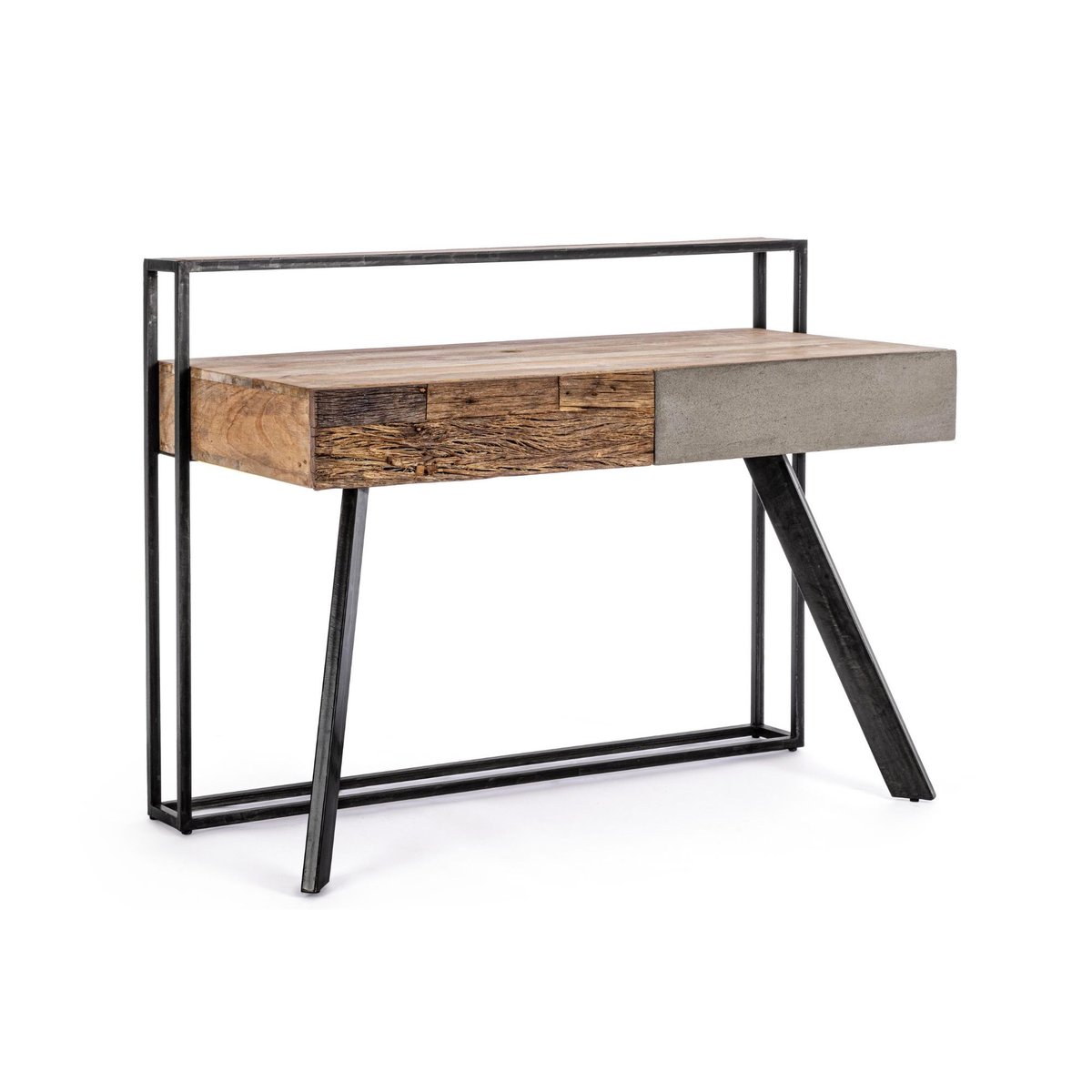 Bureau design en bois de manguier et métal noir 2 tiroirs - COROT bois foncé, HELLIN, DEPUIS 1862