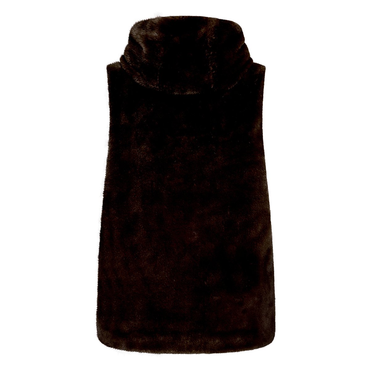 Veste sans manches en peluche à capuche marron foncé, BETTY BARCLAY