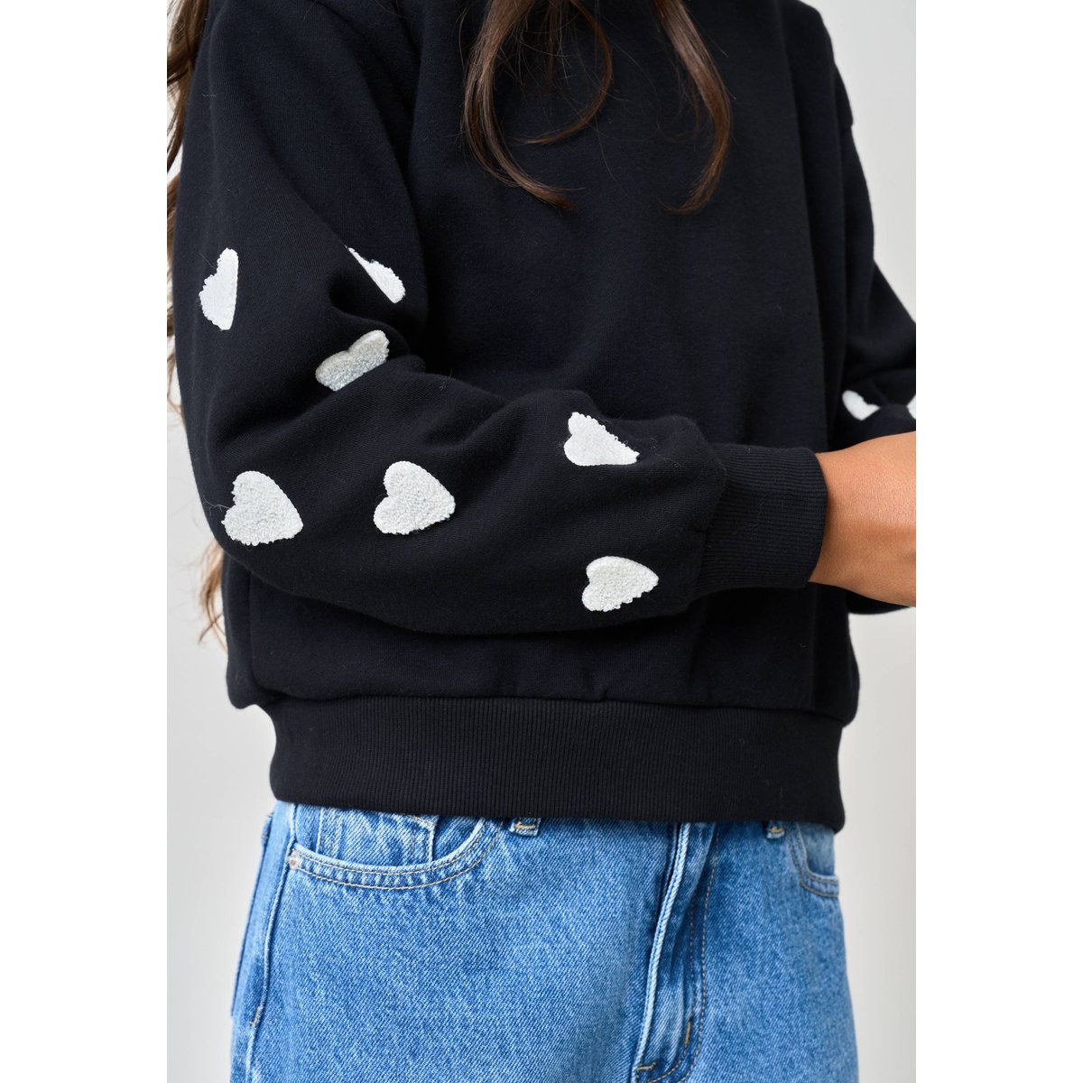 Sweat fille en coton mélangé SARINA black, DEELUXE