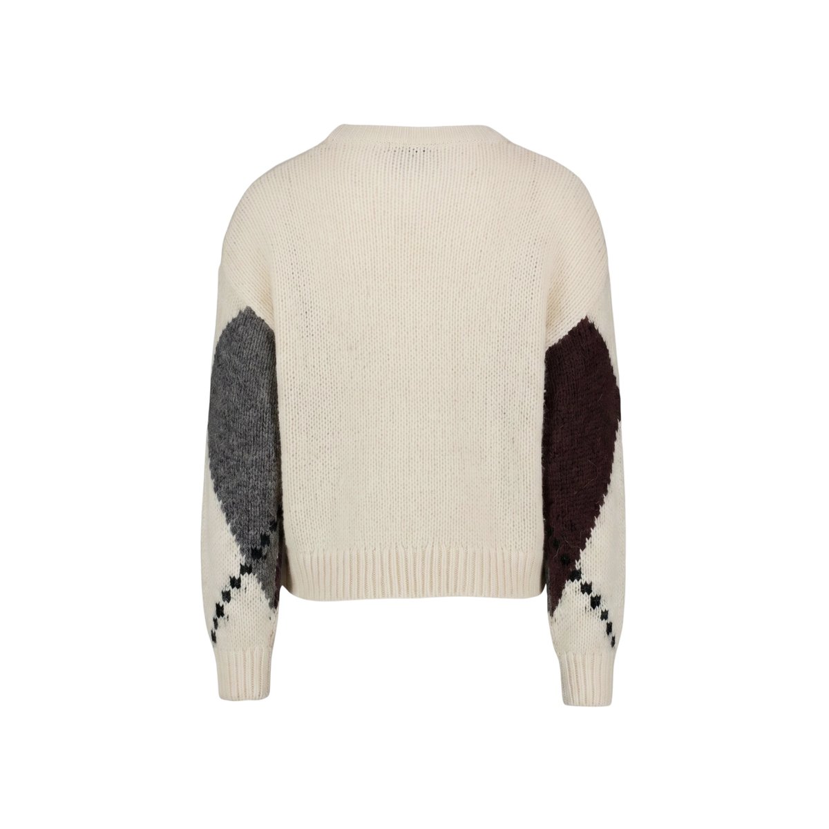 Pull-over en grosse maille à motif intarsia patch cream/brown, ZERO