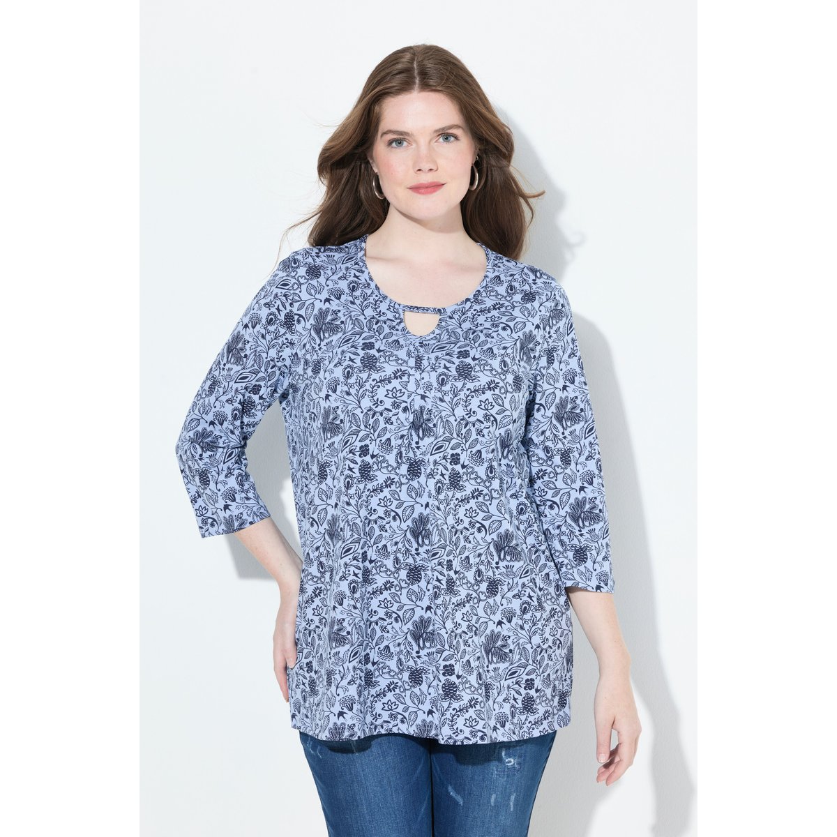 T-shirt à fleurs bleu clair, ULLA POPKEN