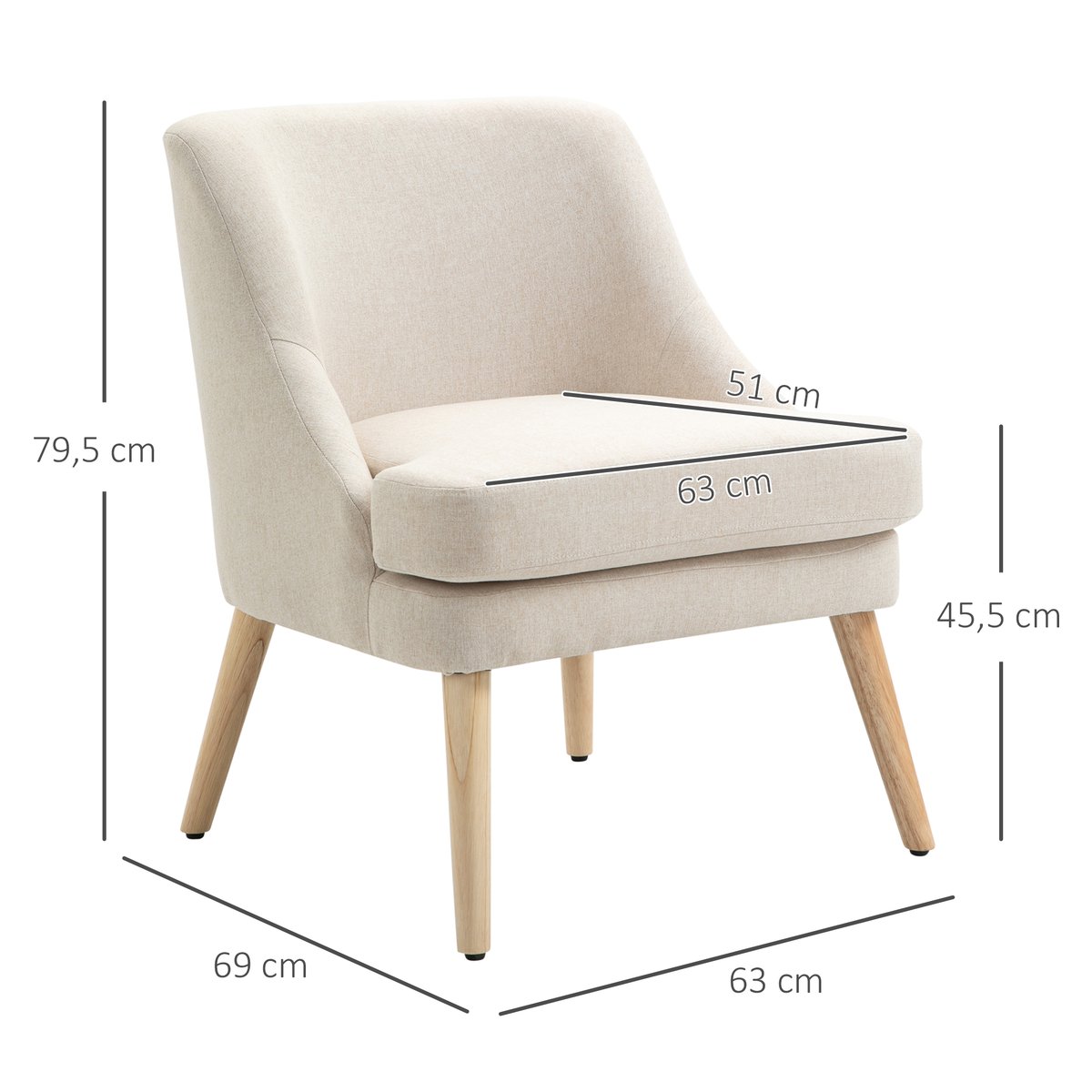 Accent Chair Polyester Beige beige, HOMCOM