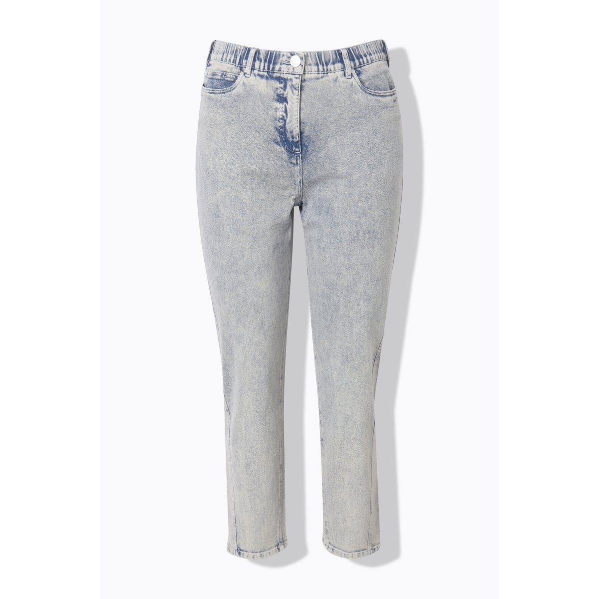 Jean Mom jambe carotte. Taille confortable bleu jean mat, ULLA POPKEN