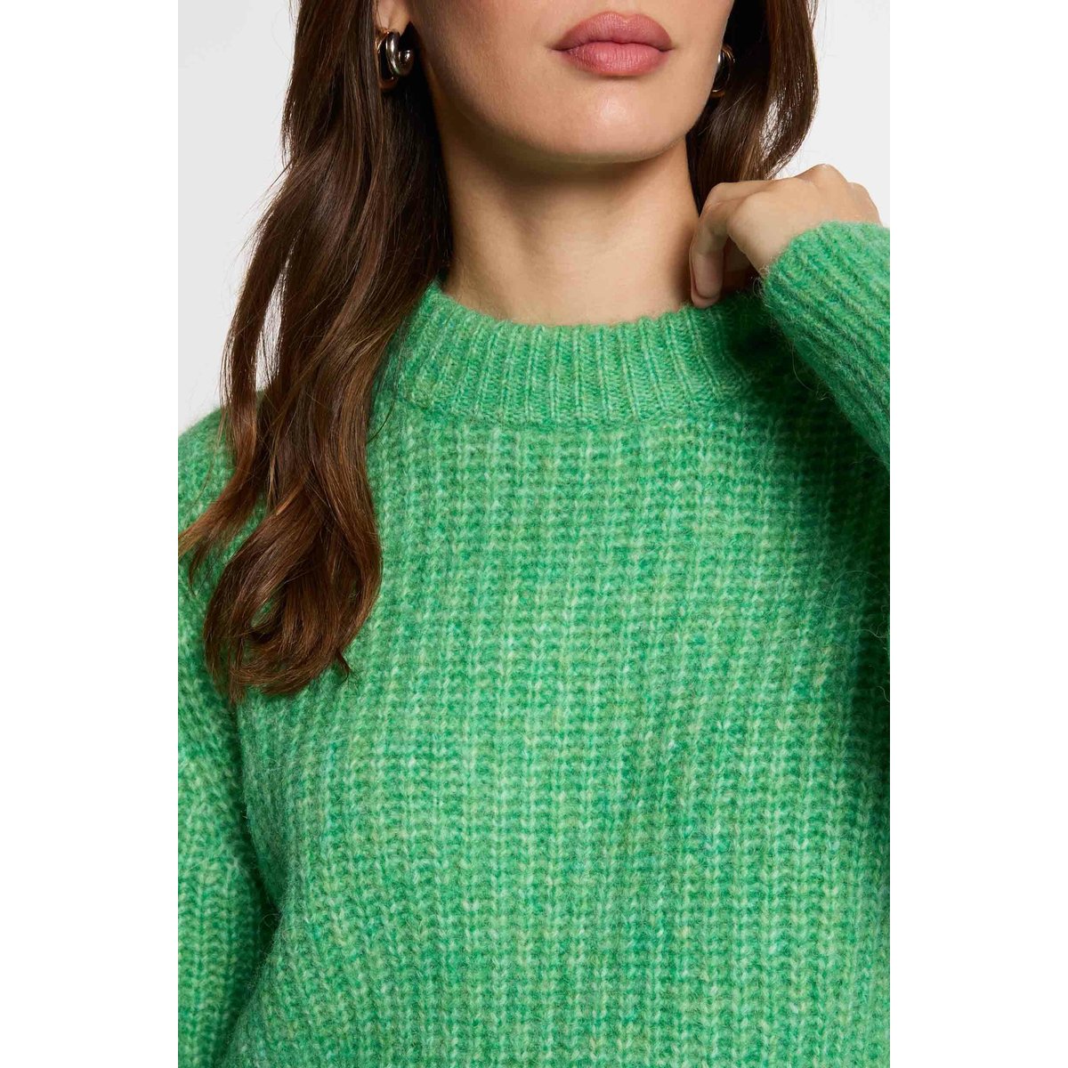 Pull col rond manches longues vert menthe, MORGAN