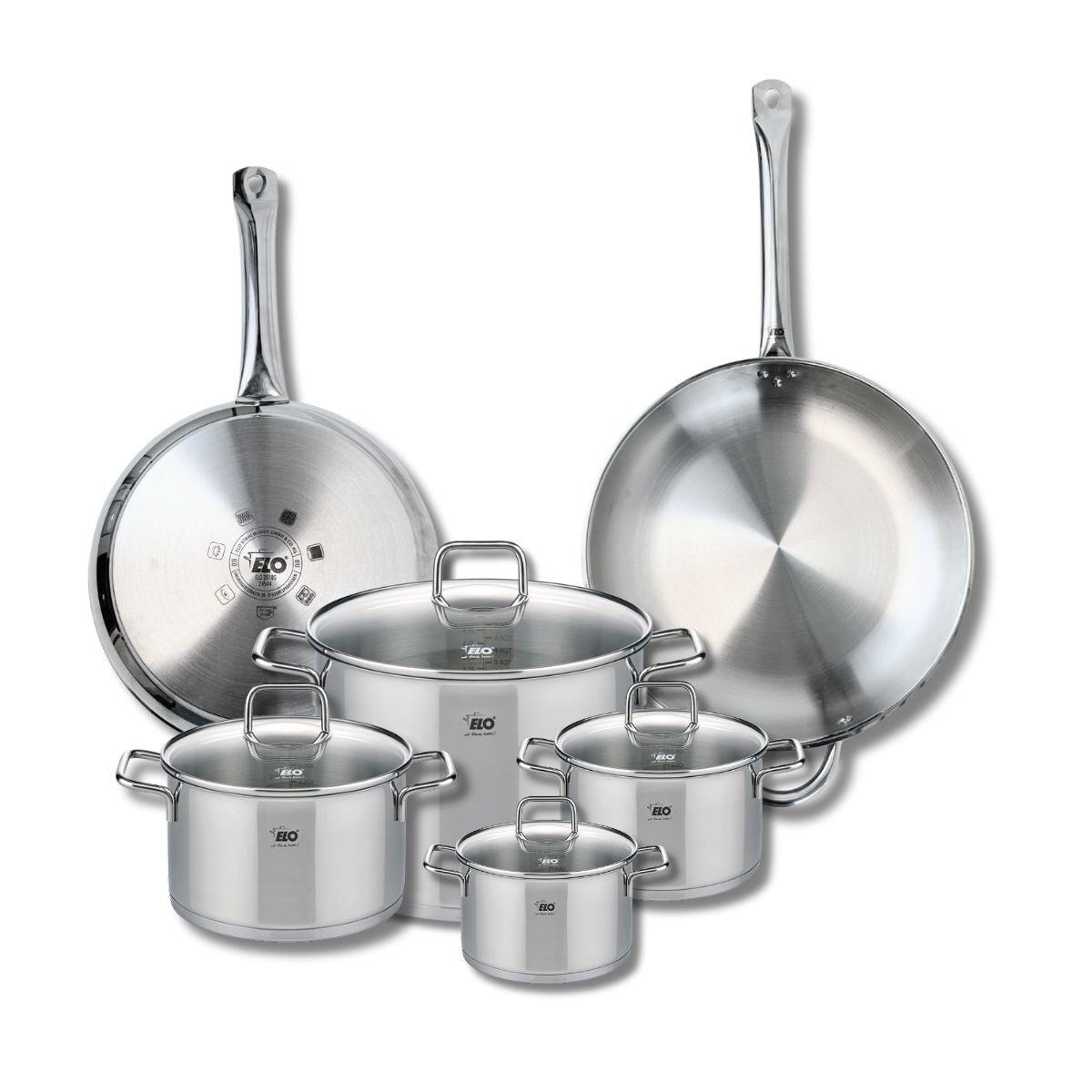 2 poêles 28/32cm + 4 faitouts 14/16/20/26cm PROFI CITRIN inox, ELO