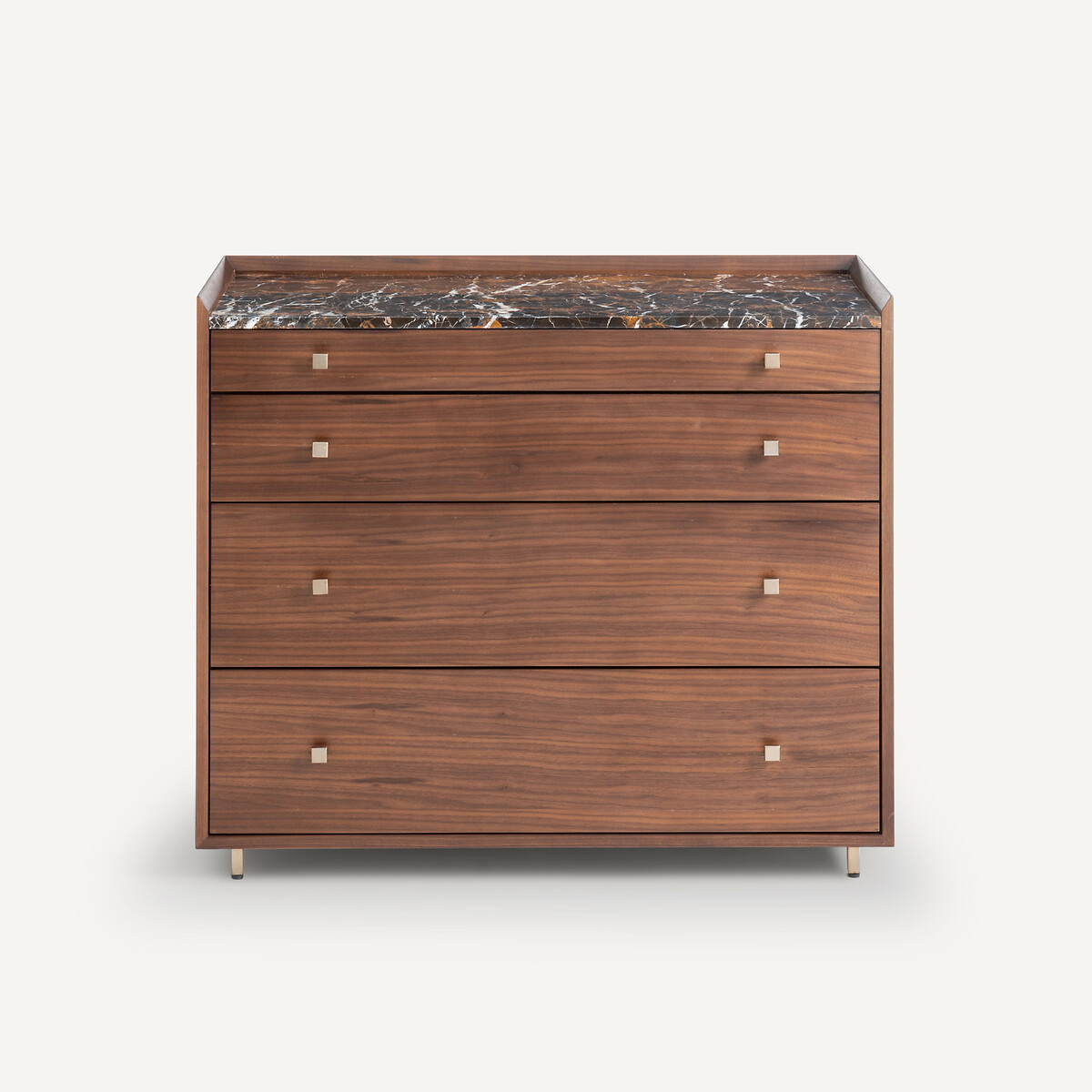 Commode 4 tiroirs plaqué noyer marbre ambré, Noham marbre ambré, AM.PM