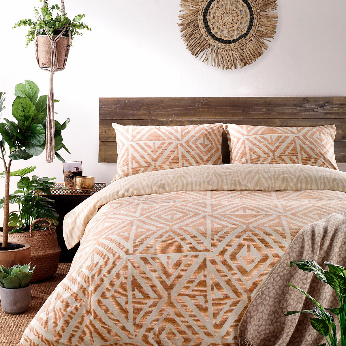 Tanza Cotton Mix Duvet Cover and Pillowcase Set terracotta, FURN.