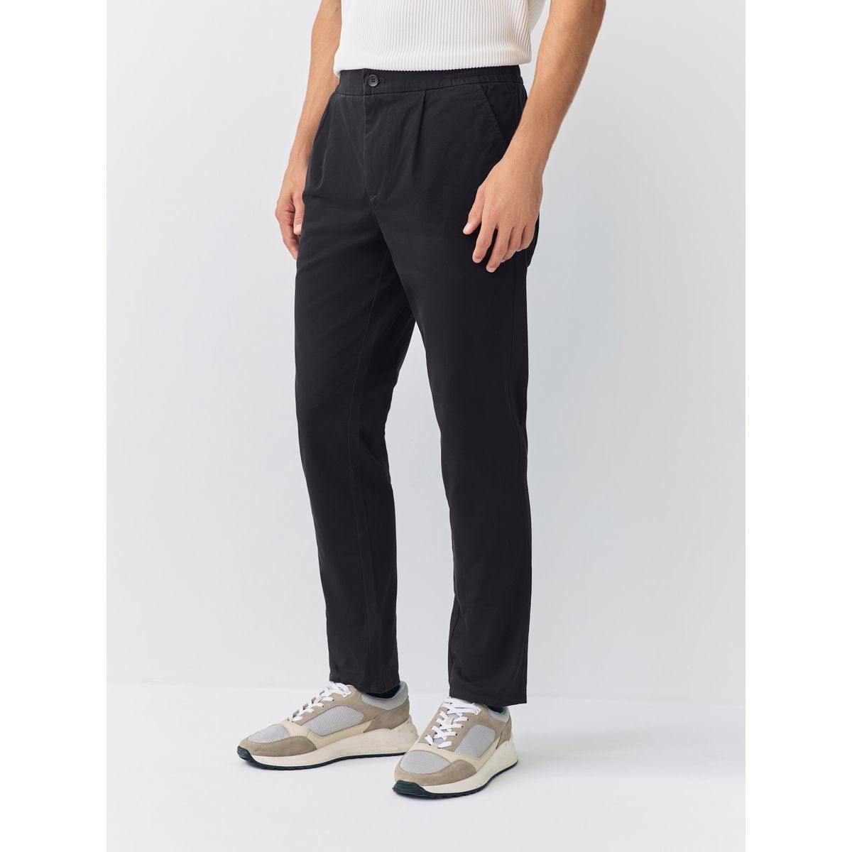 Pantalon chino stretch noir, NEXT