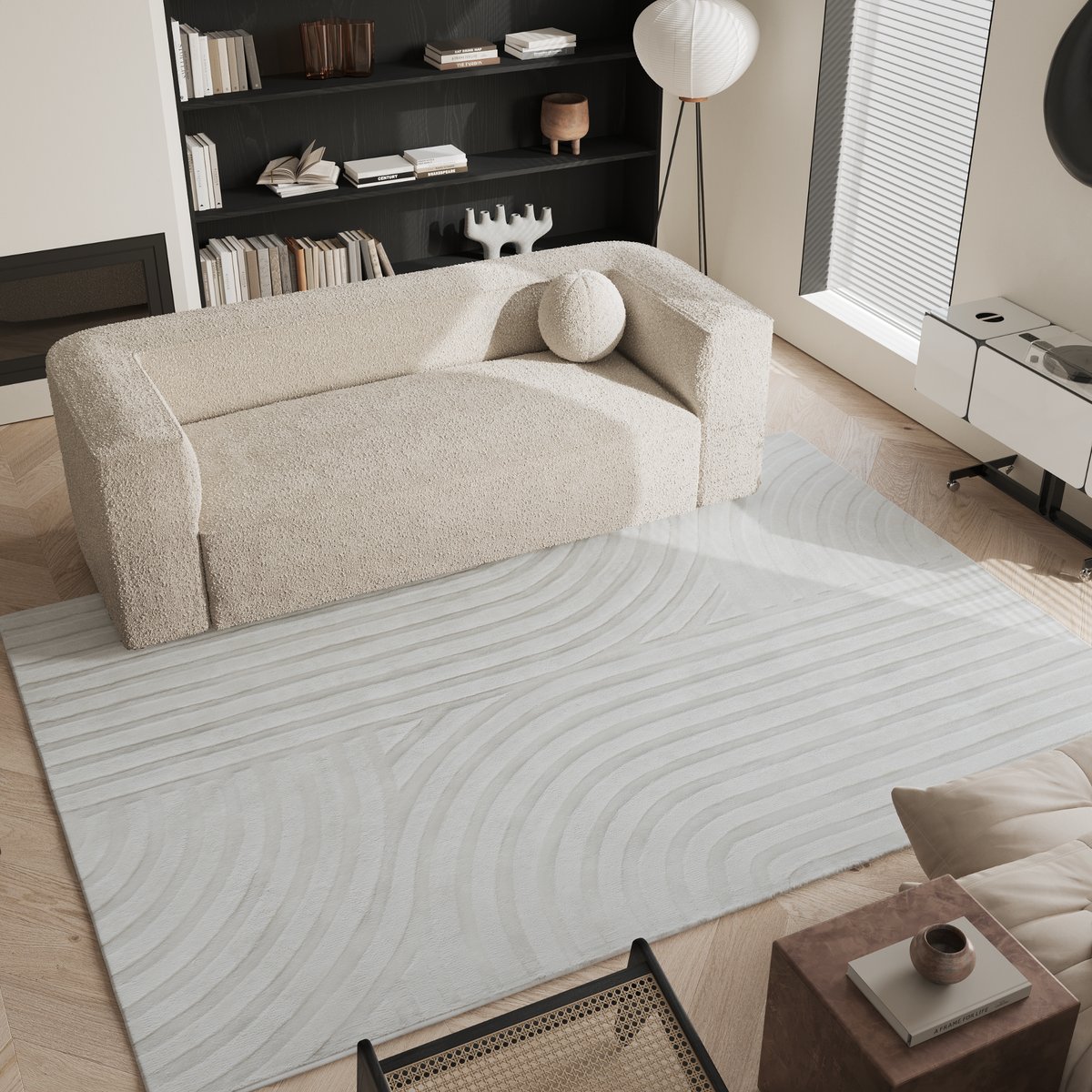 Tapis rectangulaire en viscose Dana blanc cassé, SIA HOME