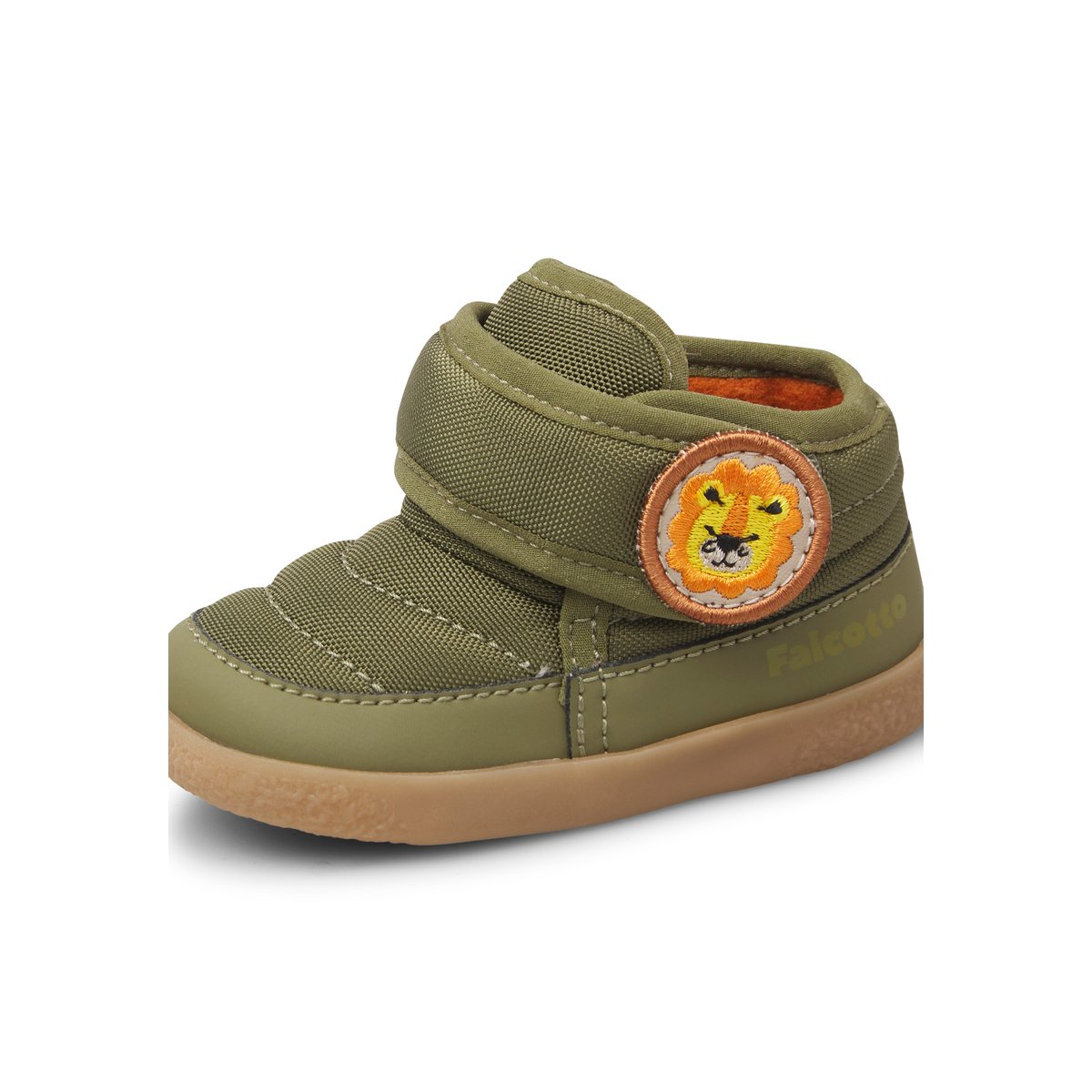 Bottes en simili cuir et tissu LITTLE FRIENDS VL. kaki-orange, FALCOTTO
