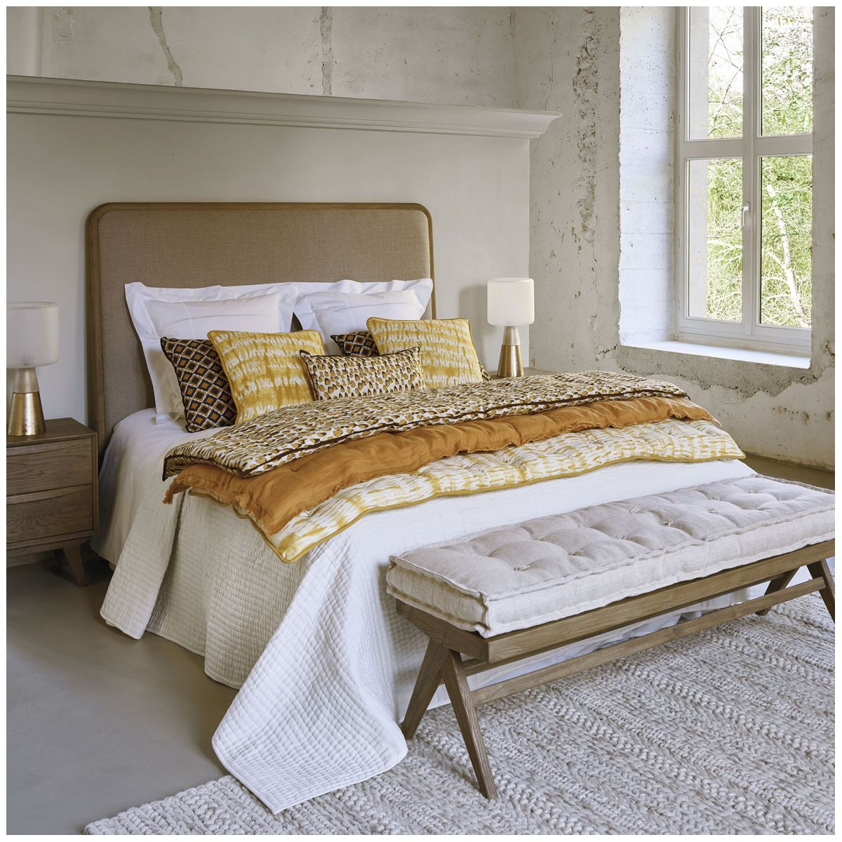 Futon en coton safran, BLANC D’IVOIRE