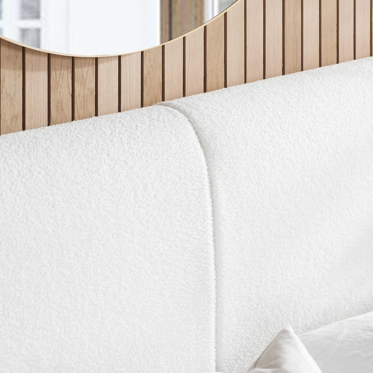 Elysian Boucle Bed with Overesized Headboard white, SO'HOME