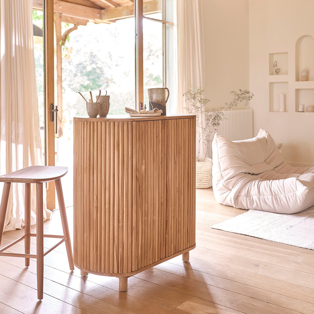 Bar en teck massif 90 cm  COLINE naturel, BERAH GETAH
