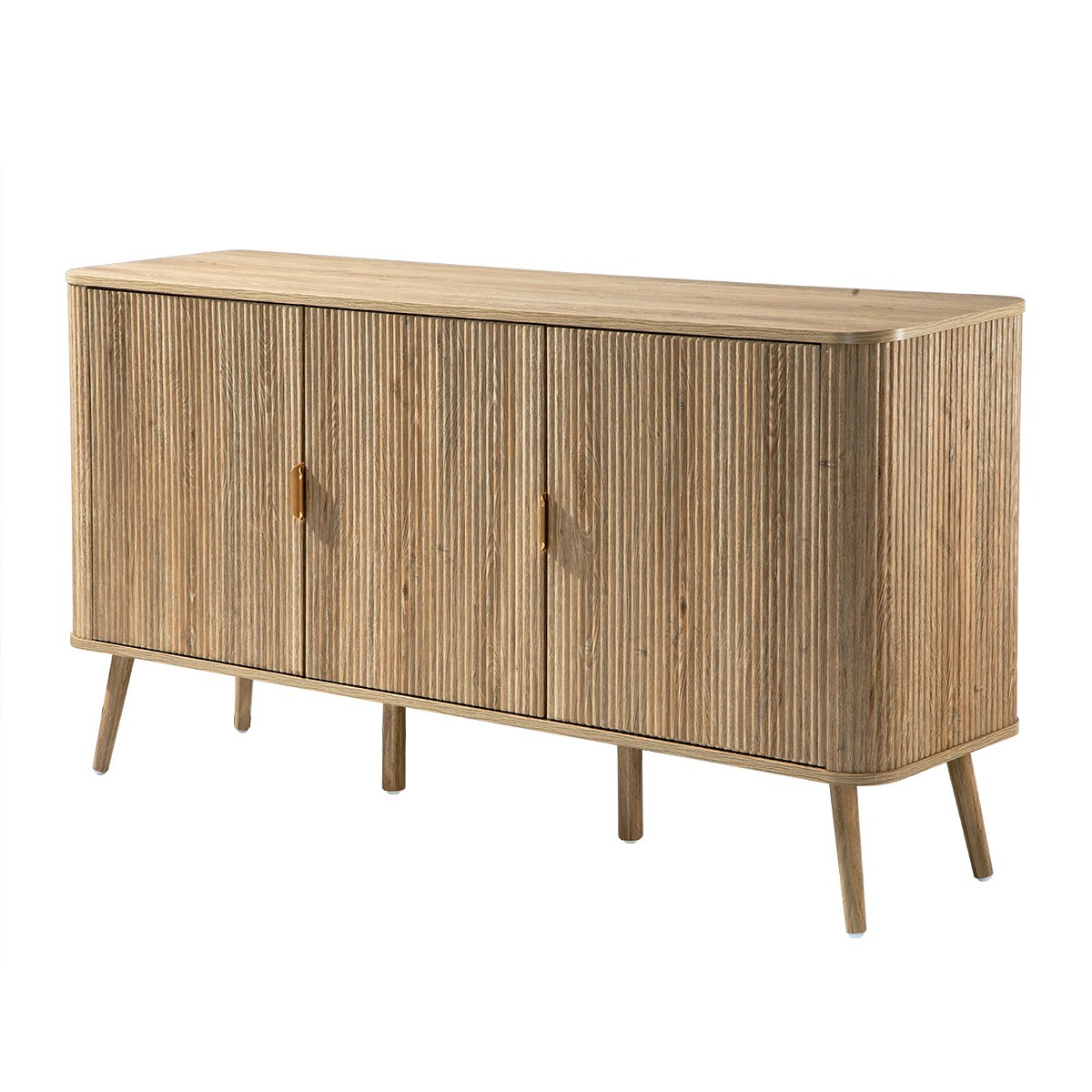 Buffet 3 portes arrondi effet chêne - MAHO bois clair, CALICOSY
