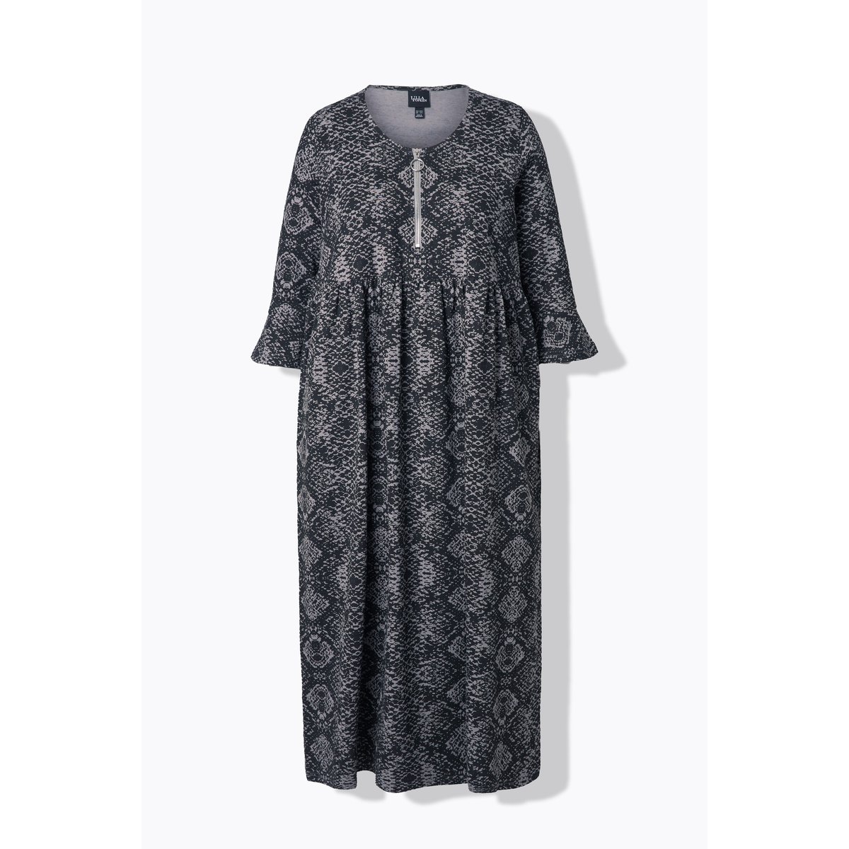 Robe midi en jersey, manches 3/4 gris graphite, ULLA POPKEN