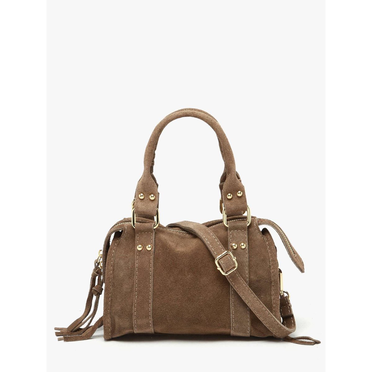 Sac bandoulière Velvet cuir taupe, MILANO