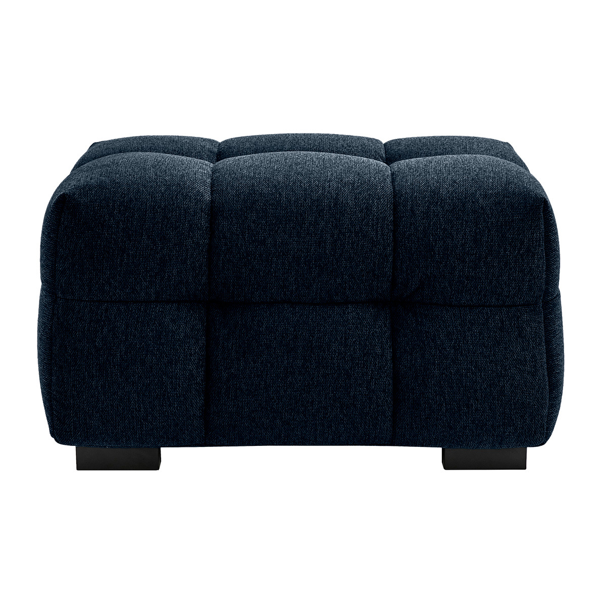 Pouf repose-pieds design en tissu effet velours terre brûlée CORTO bleu foncé, MILIBOO