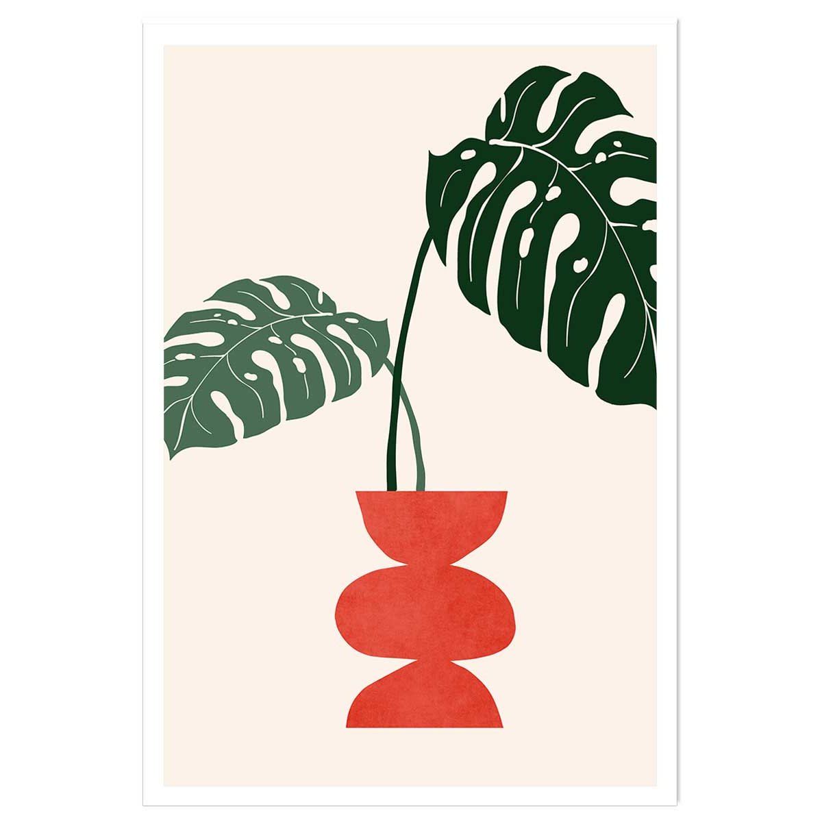 Affiche fleurs Deco vase monstera affiche seule, HEXOA