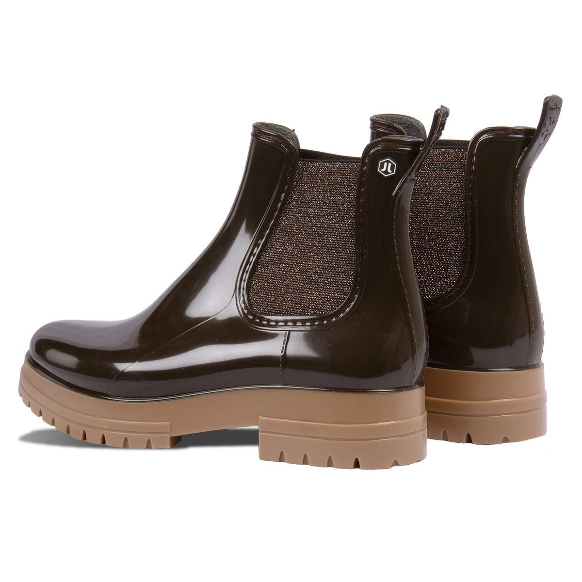 Bottines de pluie crantées marron/beige, JULES & JENN