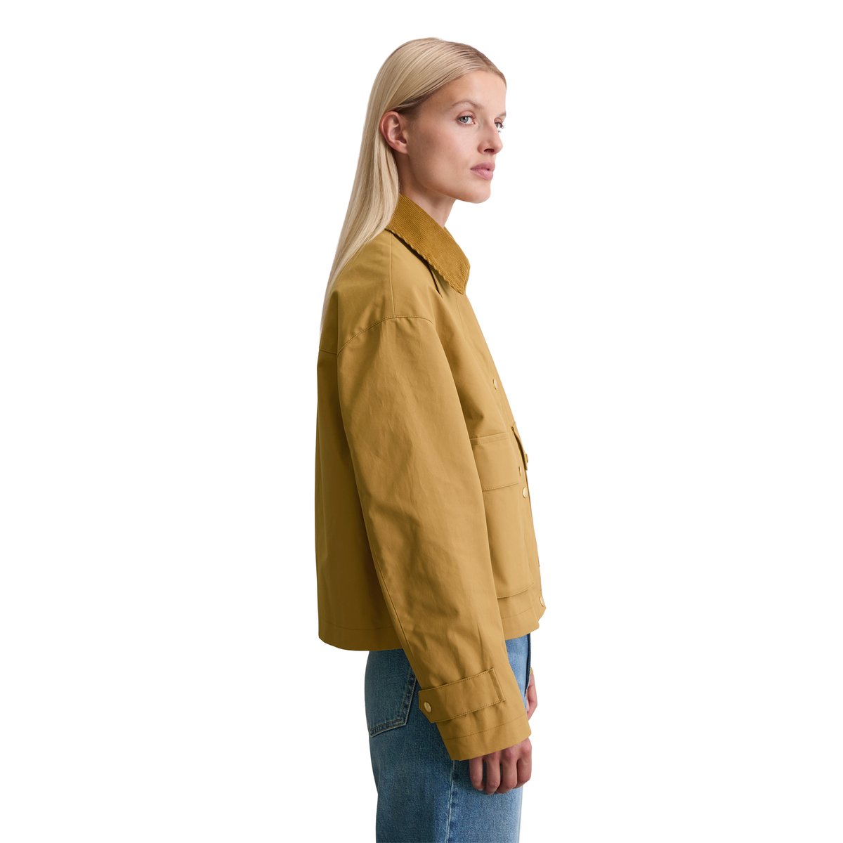Barnjacket regular A-Shape en coton ciré beige, MARC O'POLO