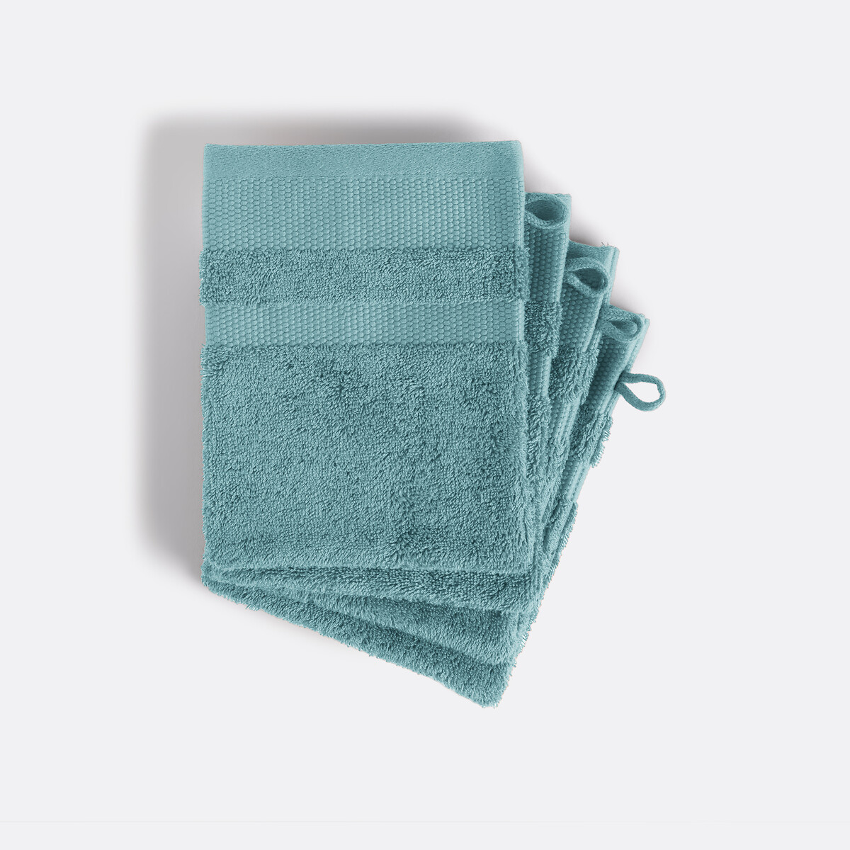 Lot de 4 gants de toilette en coton peigné 600g/m2, KHEOPS bleu paon, LA REDOUTE INTERIEURS