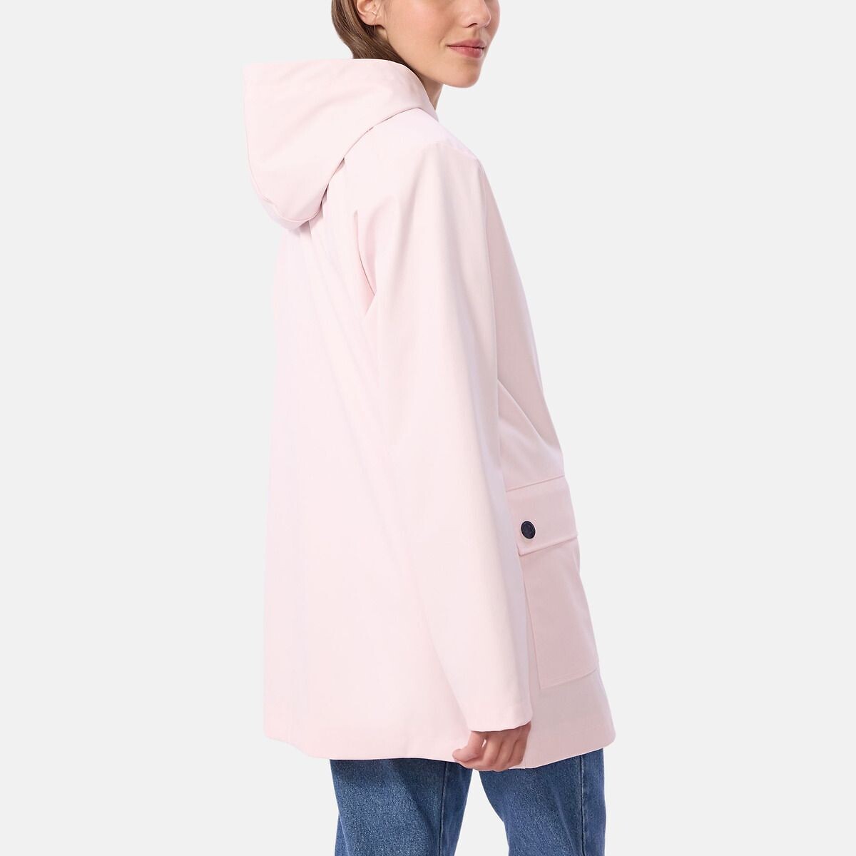 Ciré zippé mi-long à capuche rose clair, PETIT BATEAU