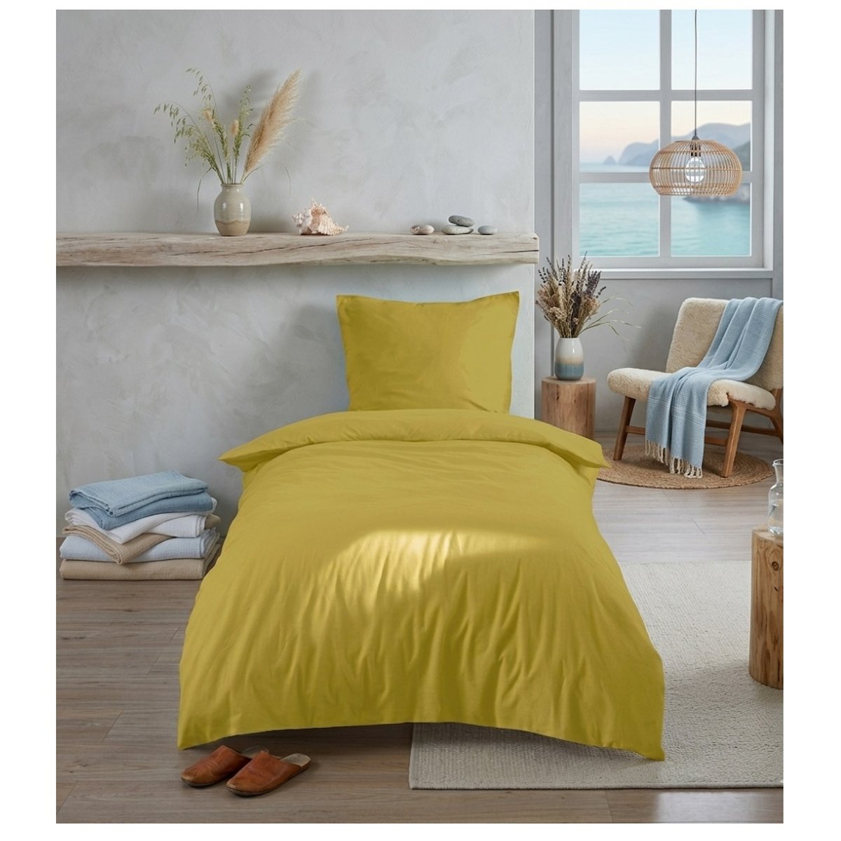 Parure de lit Collection Cocon moutarde, EDEN