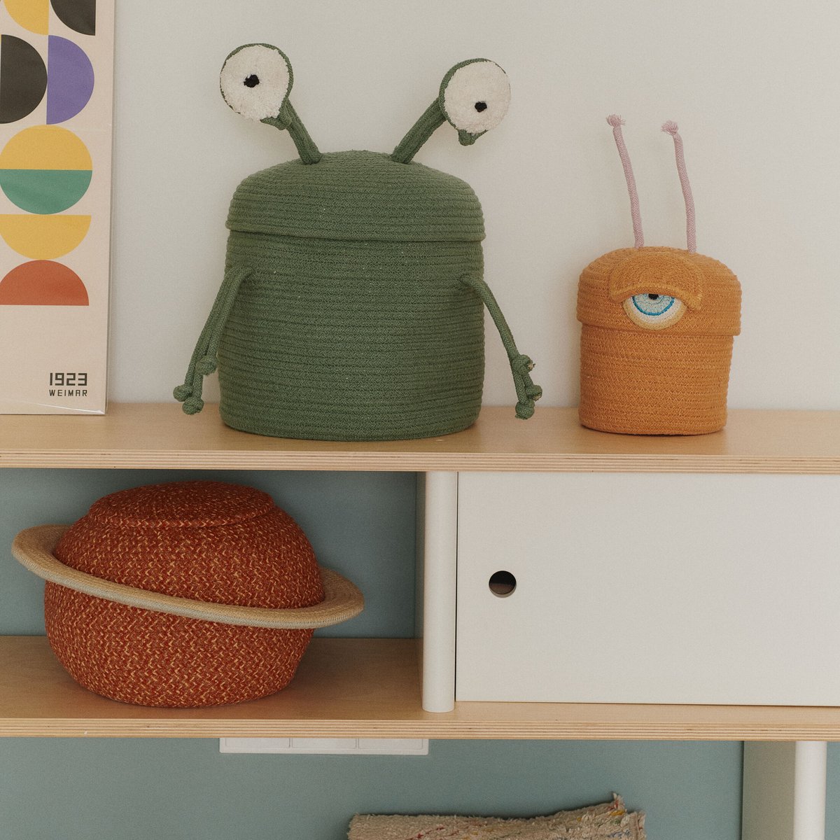 Panier Alien Zog vert, ivoire, noir, LORENA CANALS