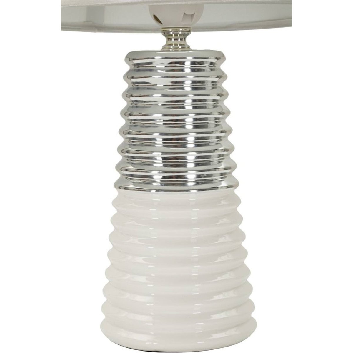 Lampe à poser en céramique striée GLAM blanc et argent, RECOLLECTION