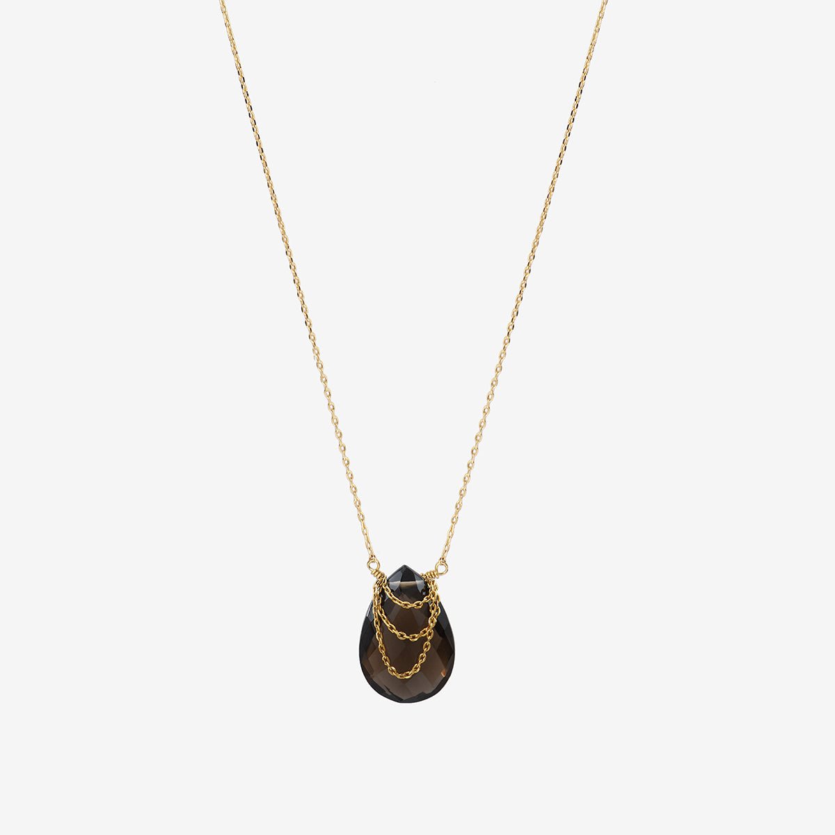 Collier doré quartz fumé - solange quartz fumé brun, CAROLINE NAJMAN