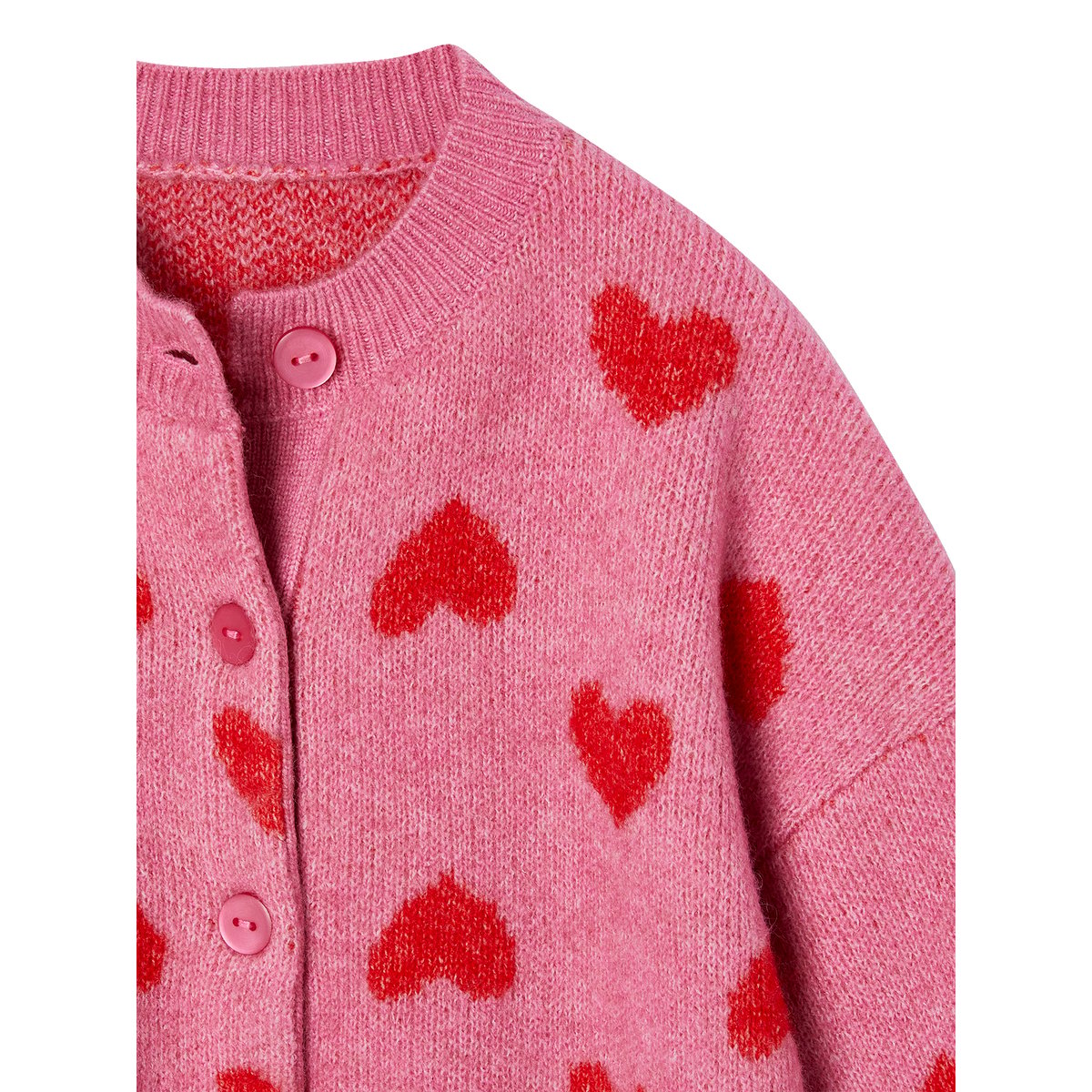 Gilet jacquard coeurs vieux rose, VERTBAUDET