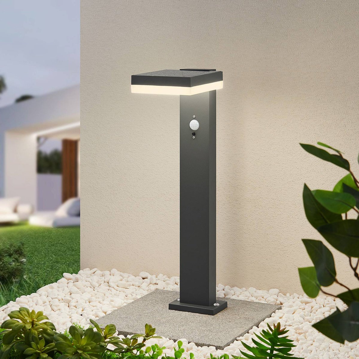 Lampe solaire en aluminium moderneLED, Laira anthracite, gris, LINDBY