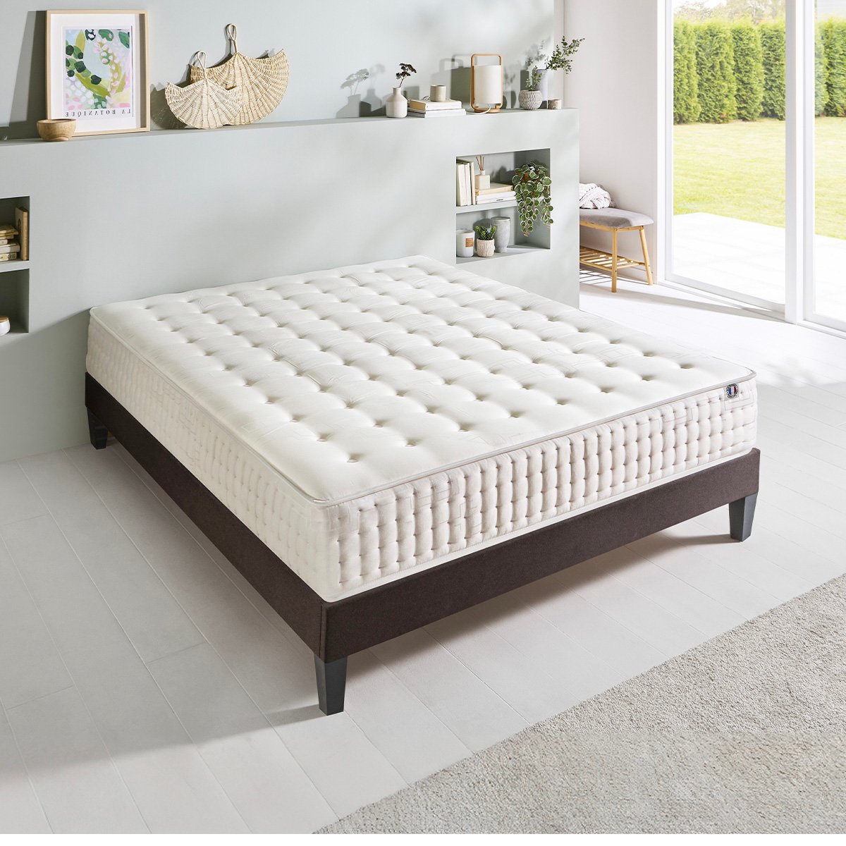 Ensemble Apollon - Matelas mémoire de forme moelleux + Sommier tri-lattes - 25 cm d'épaisseur blanc, OLYMPE LITERIE
